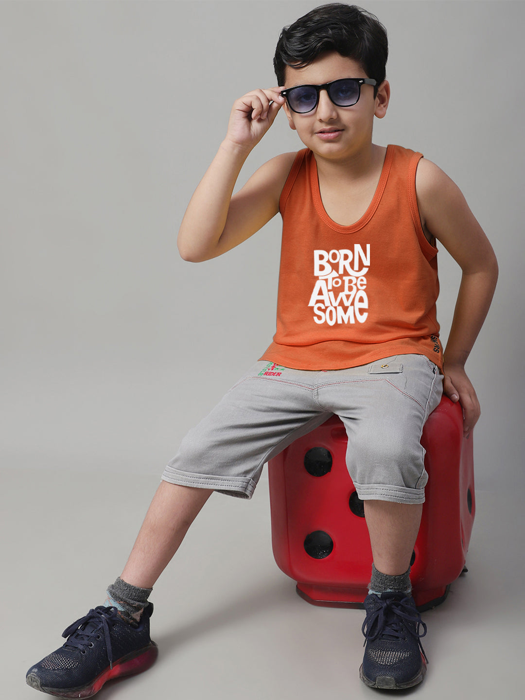 Boys Born To Be Awesome Pure Cotton Printed Classic Vest - Friskers