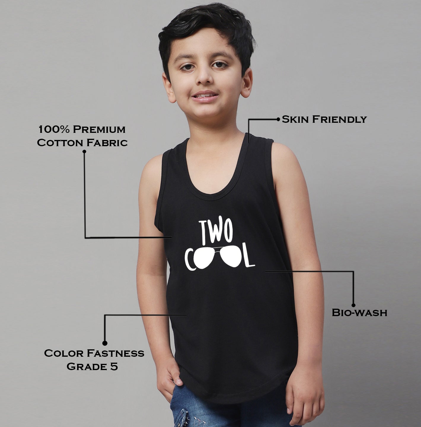 Kids Too Cool Pure Cotton Printed Innerwear Vest - Friskers