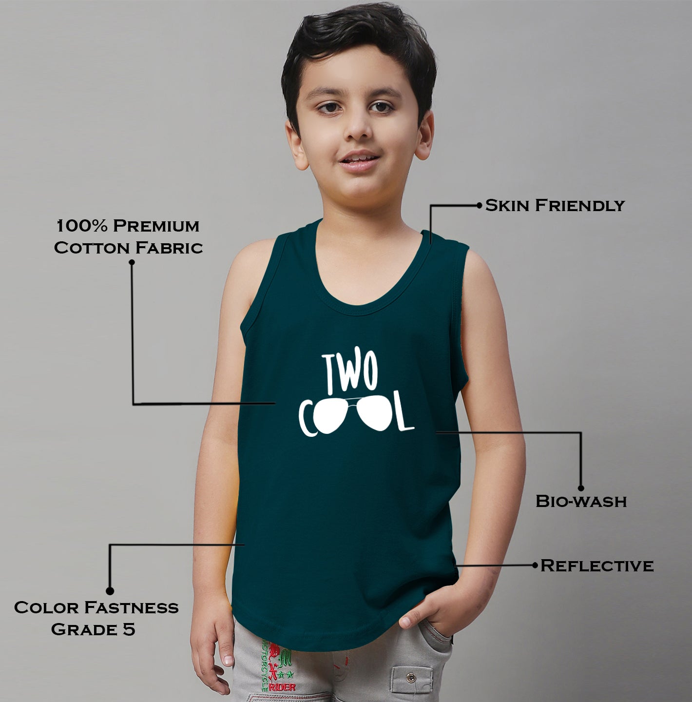 Kids Too Cool Pure Cotton Printed Innerwear Vest - Friskers