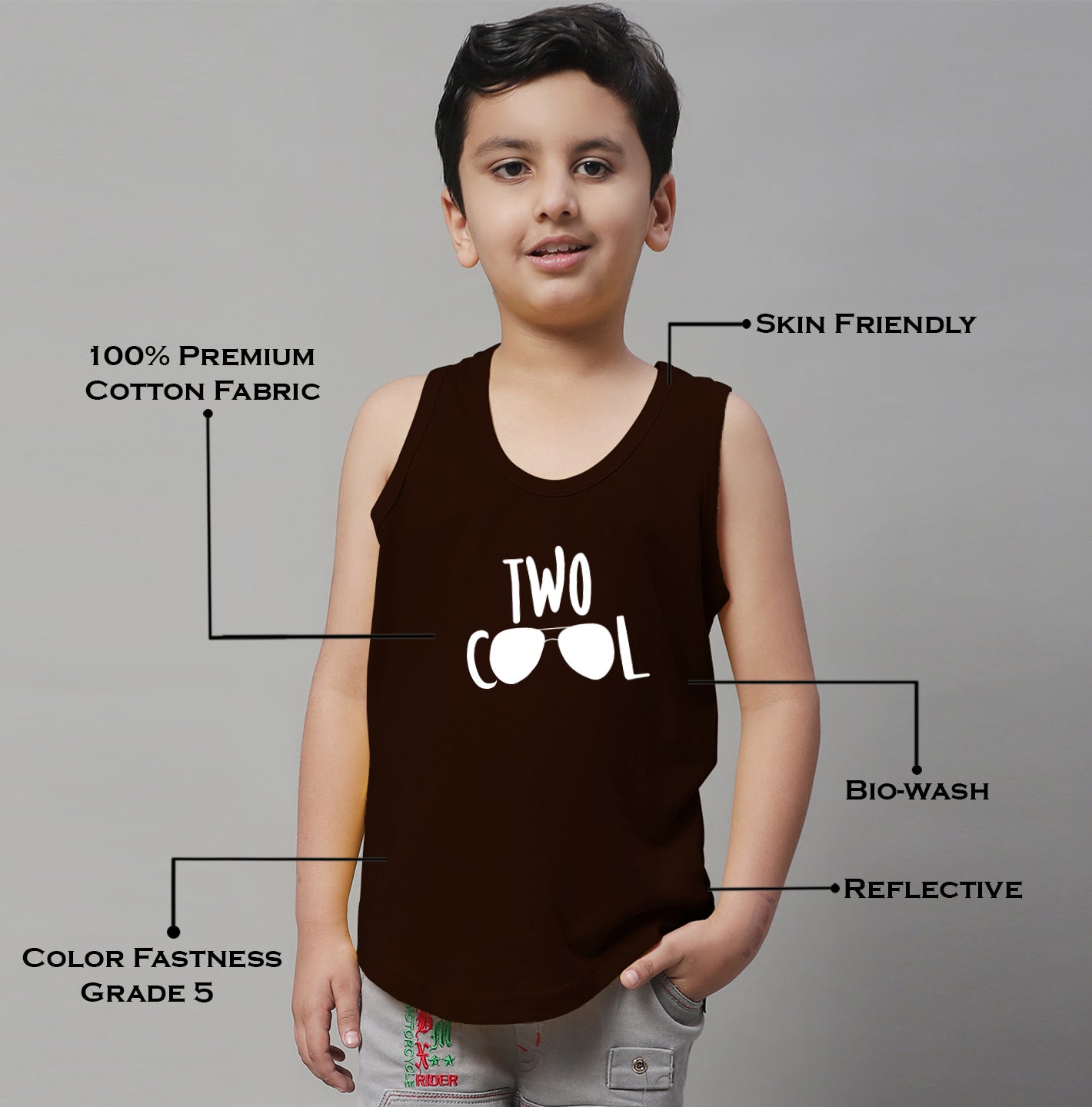Kids Too Cool Pure Cotton Printed Innerwear Vest - Friskers