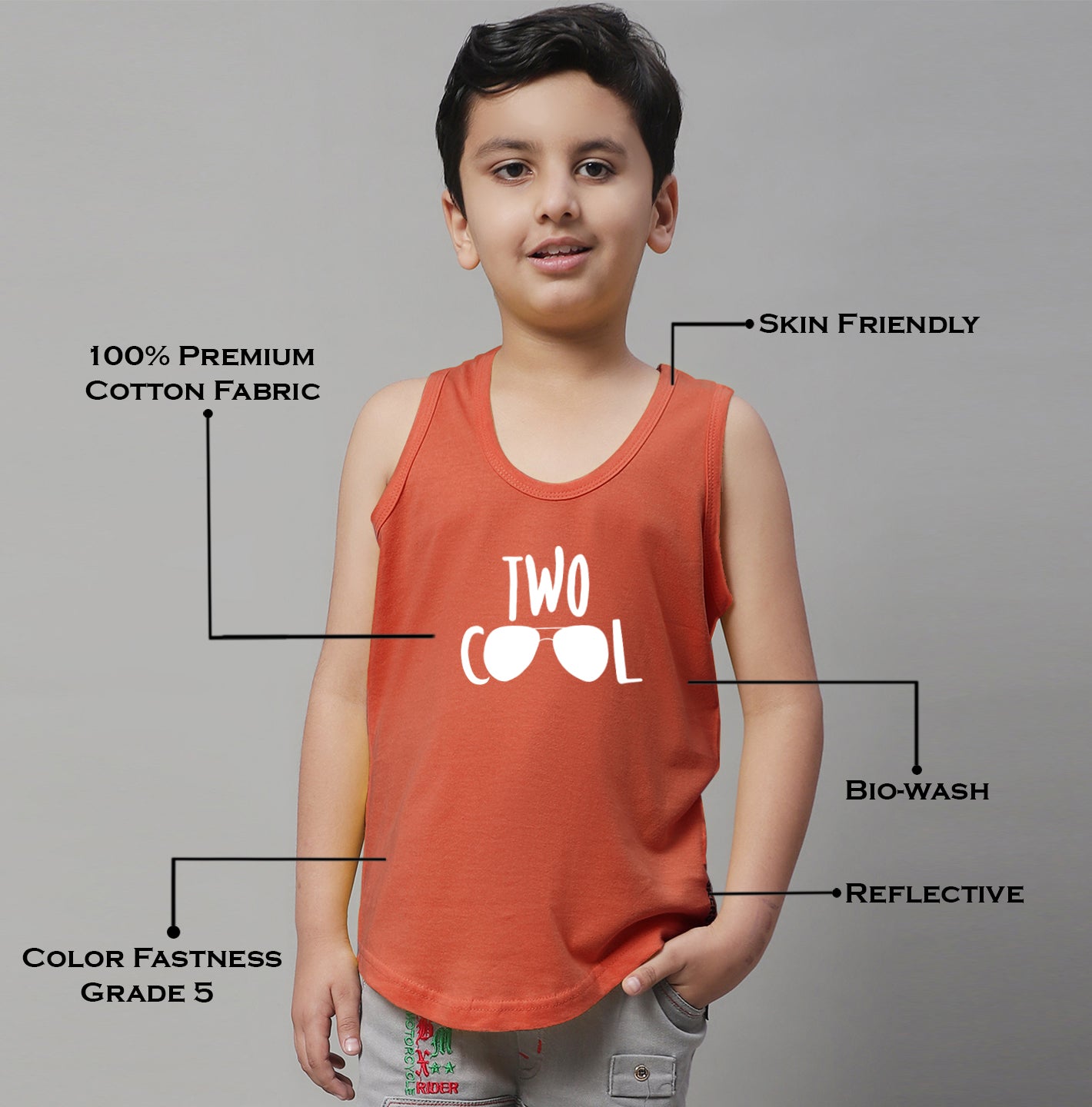 Kids Too Cool Pure Cotton Printed Innerwear Vest - Friskers