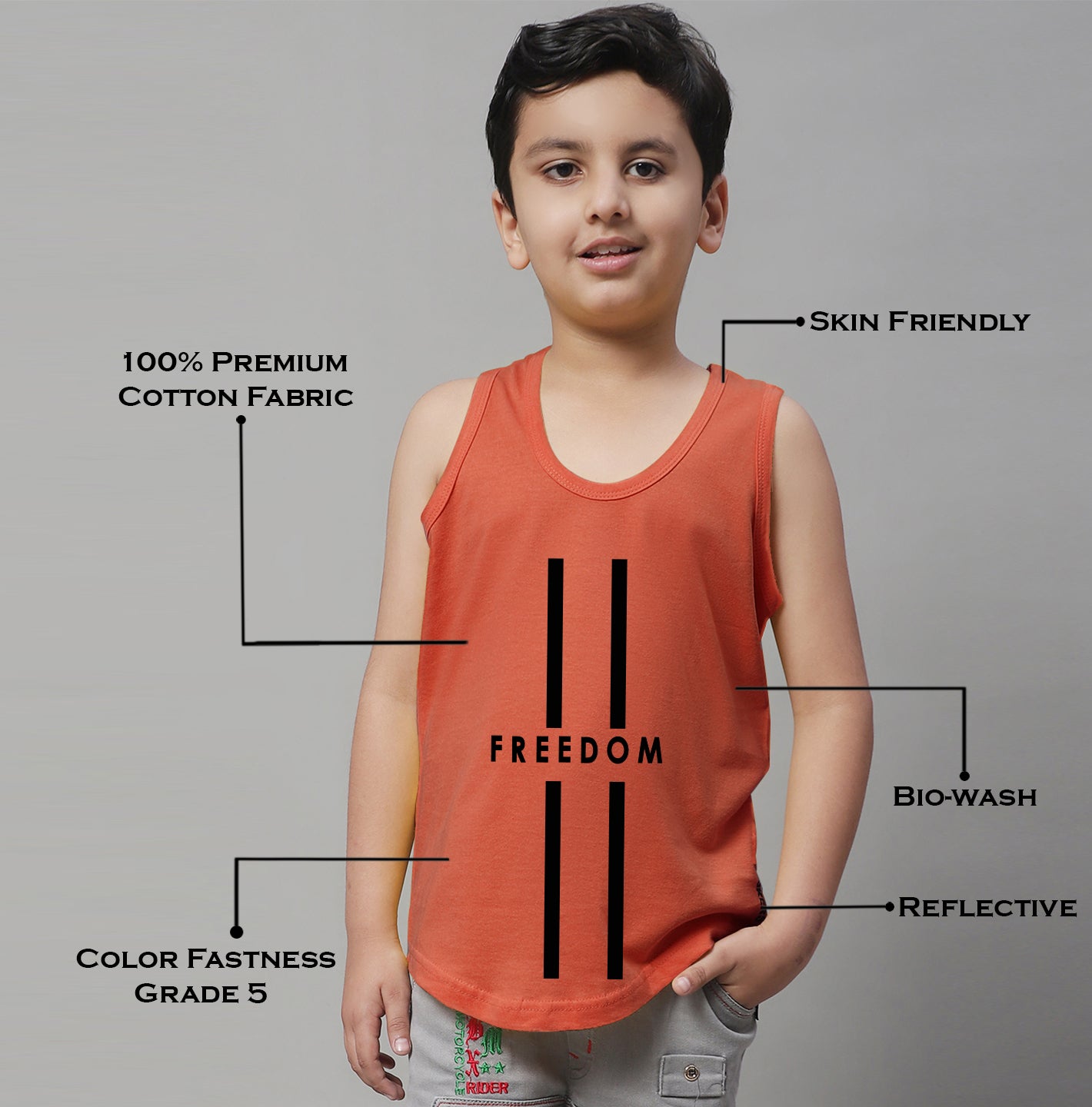 Kids Freedom Pure Cotton Printed Innerwear Vest - Friskers
