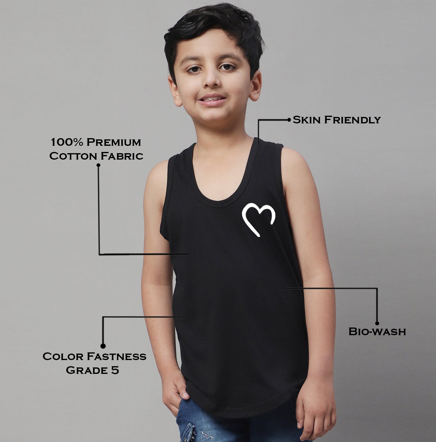 Kids Heart Printed Pure Cotton Innerwear Vest - Friskers