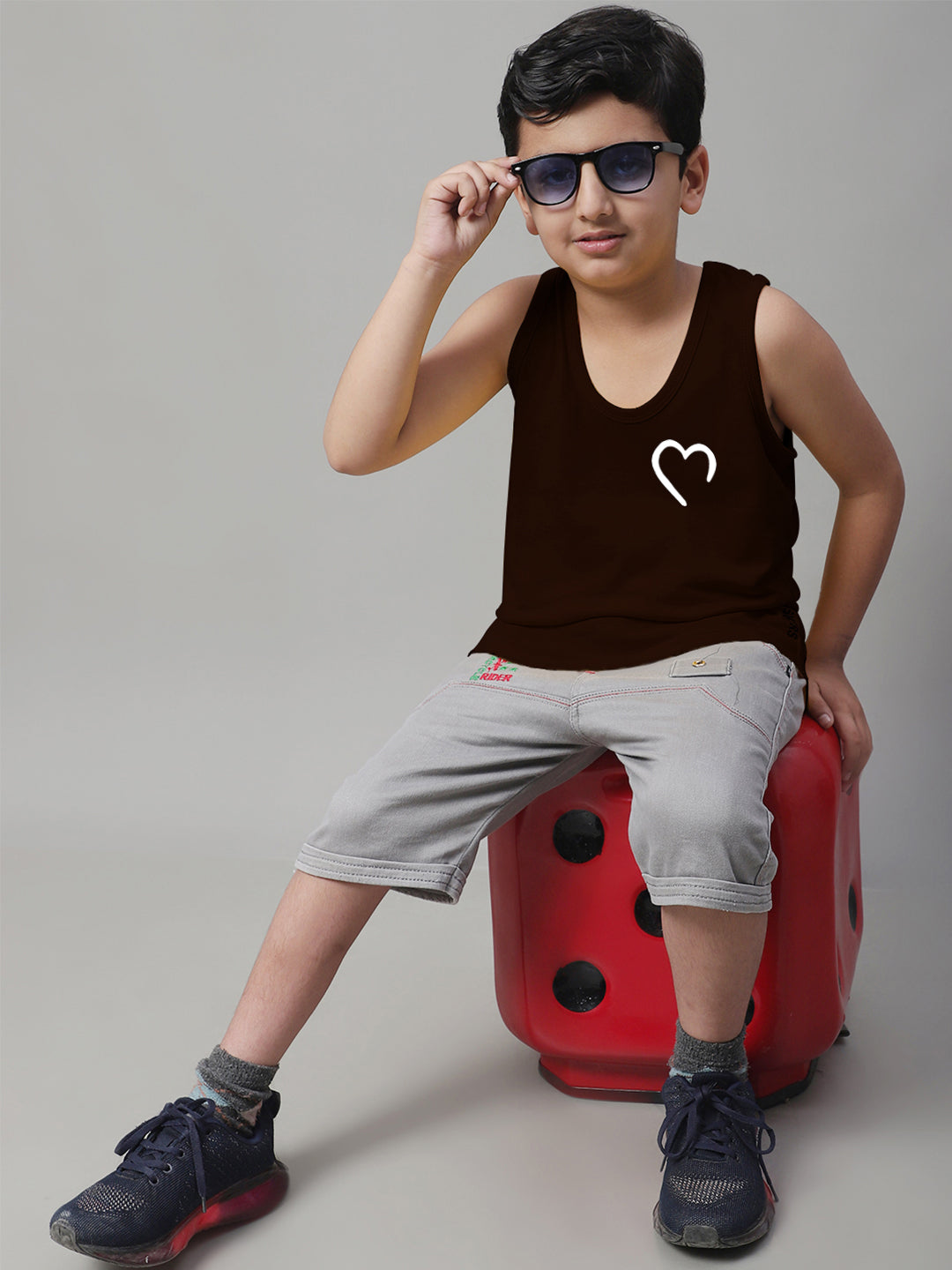 Kids Heart Printed Pure Cotton Innerwear Vest - Friskers