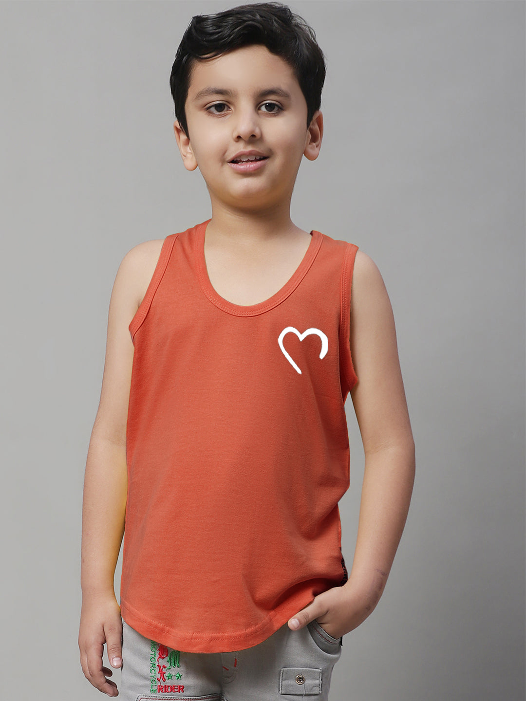 Kids Heart Printed Pure Cotton Innerwear Vest - Friskers