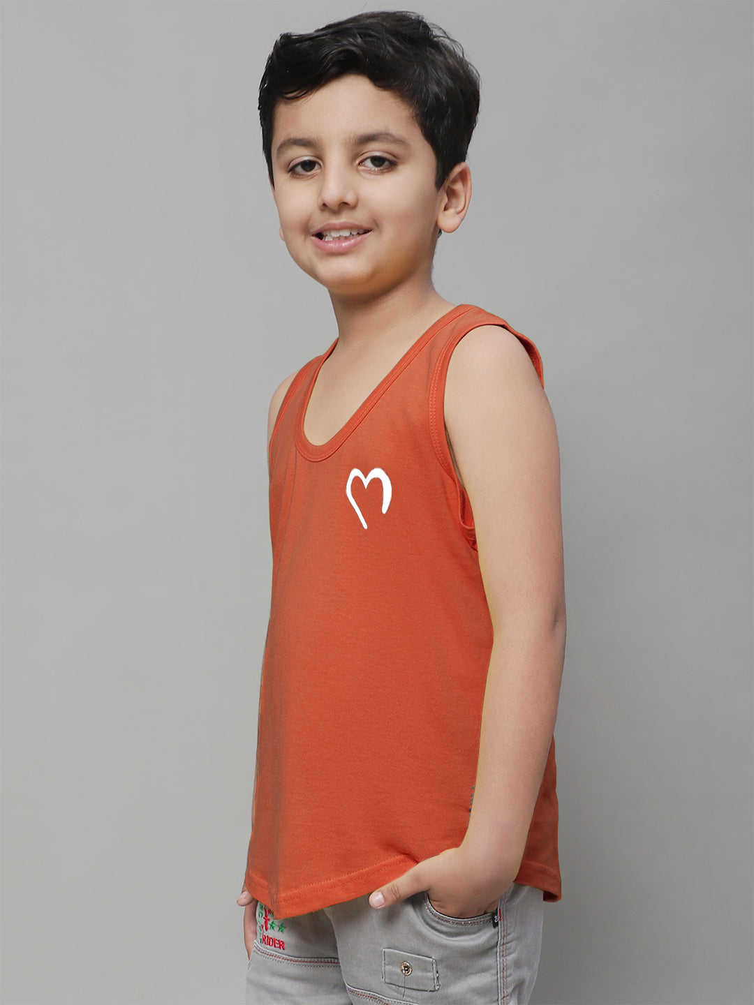 Kids Heart Printed Pure Cotton Innerwear Vest - Friskers