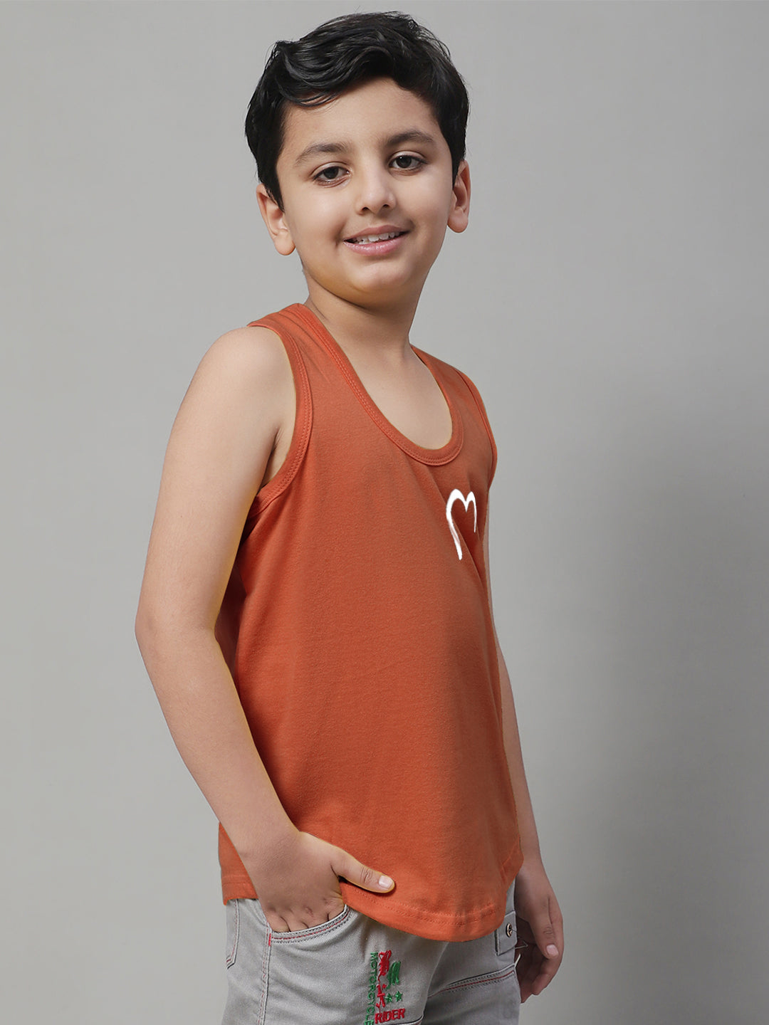 Kids Heart Printed Pure Cotton Innerwear Vest - Friskers