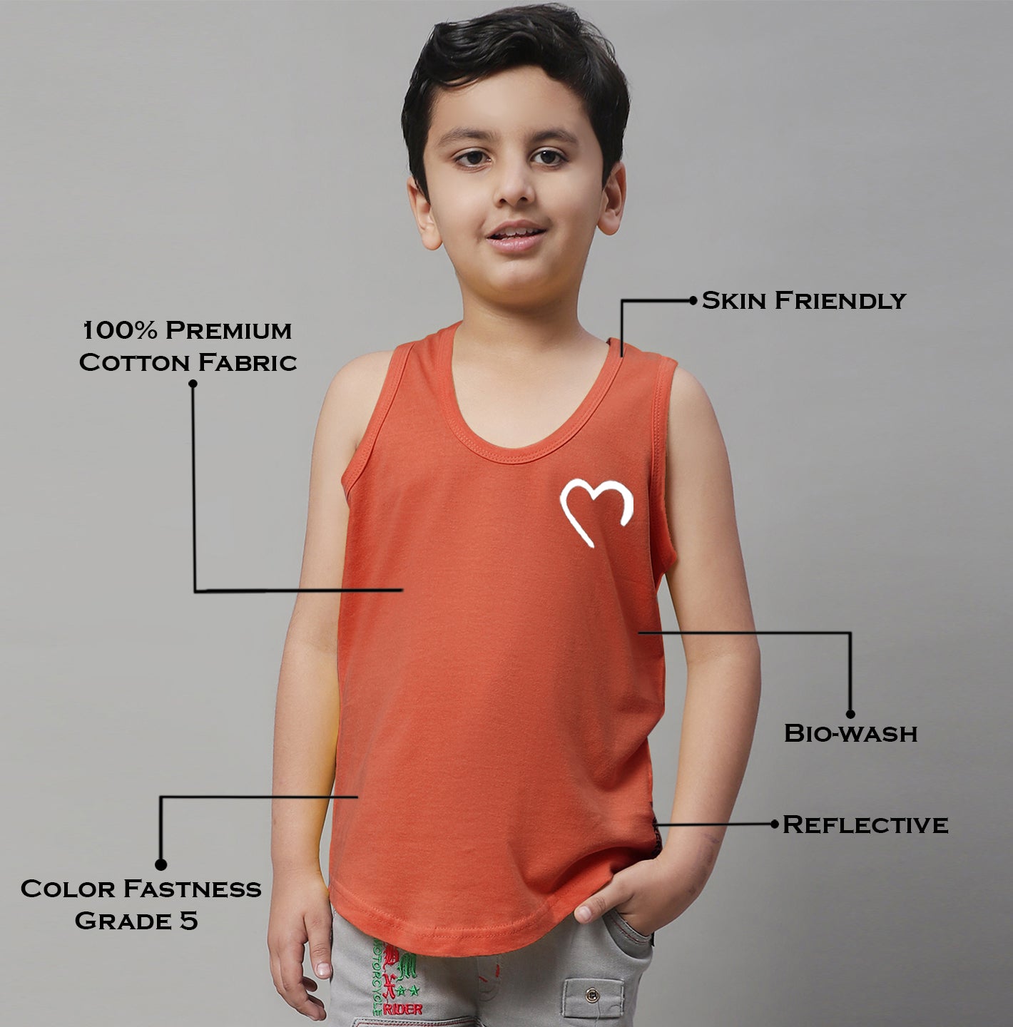 Kids Heart Printed Pure Cotton Innerwear Vest - Friskers