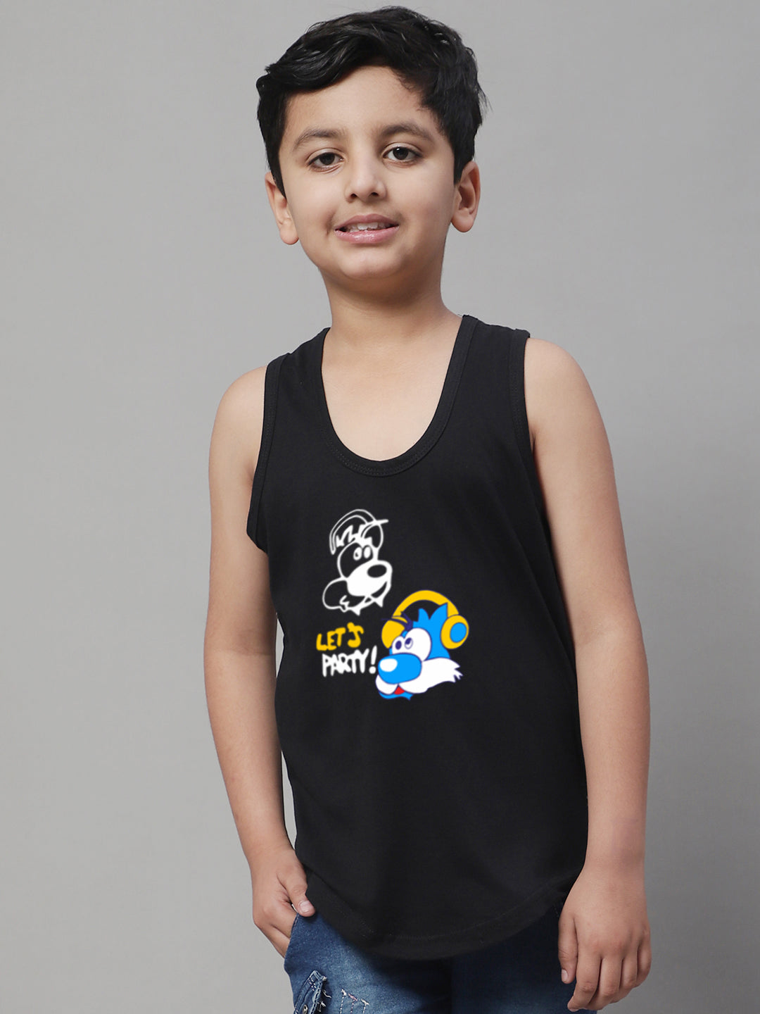 Kids Lets Party printed Regular Fit Vest - Friskers