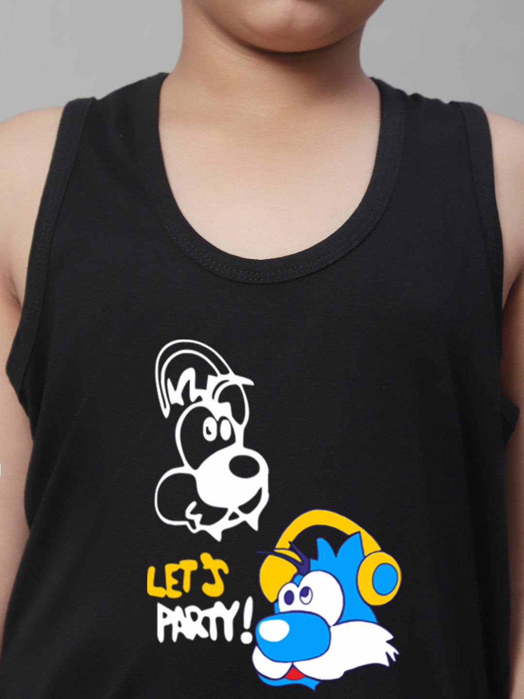 Kids Lets Party printed Regular Fit Vest - Friskers