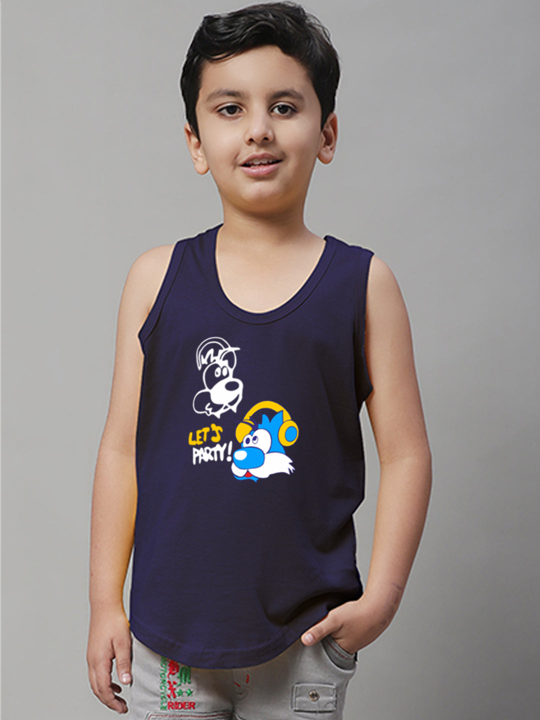 Kids Lets Party printed Regular Fit Vest - Friskers