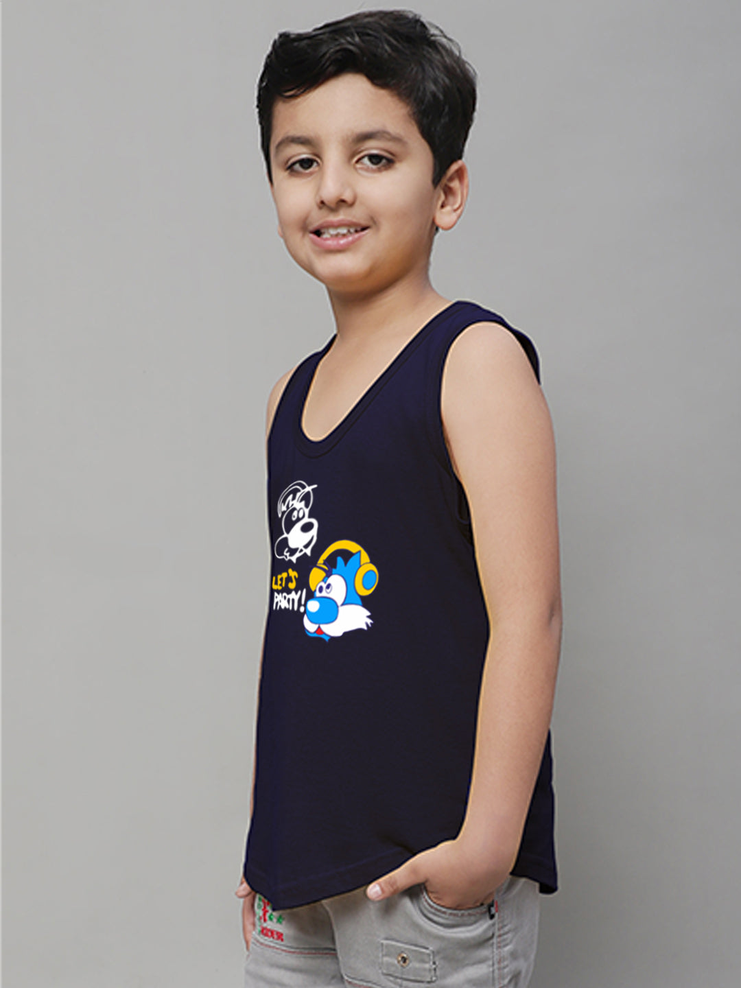 Kids Lets Party printed Regular Fit Vest - Friskers