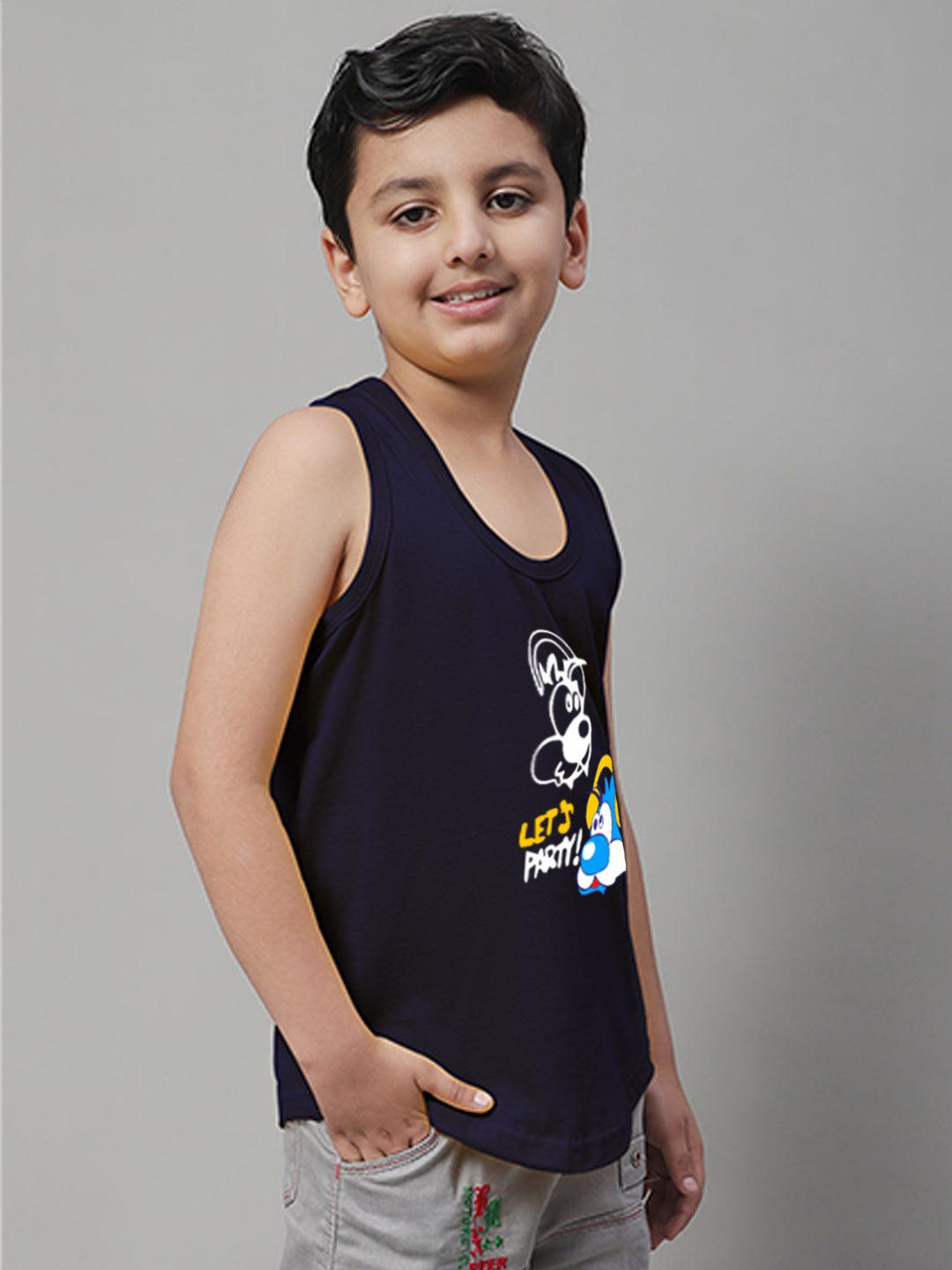Kids Lets Party printed Regular Fit Vest - Friskers