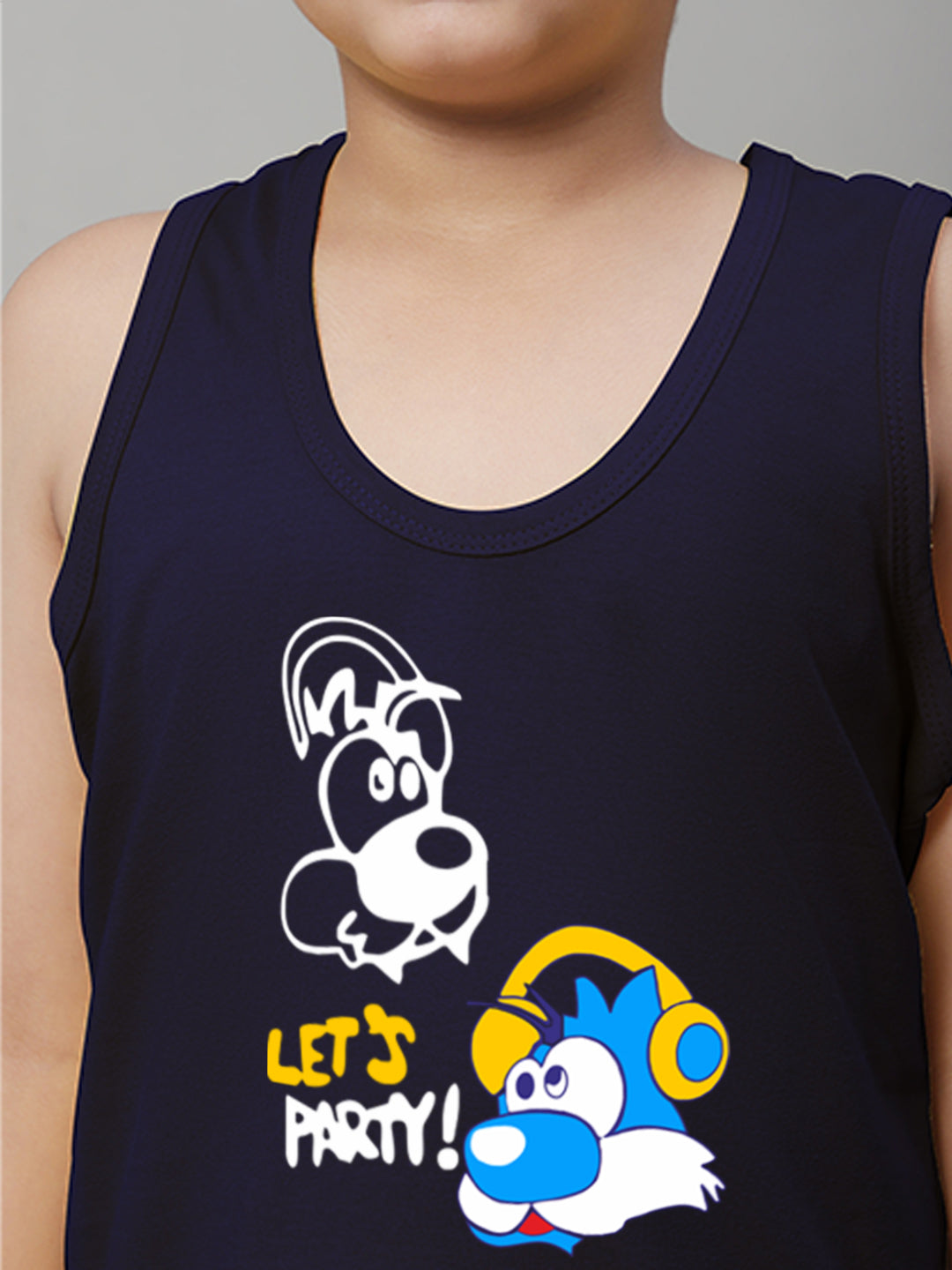 Kids Lets Party printed Regular Fit Vest - Friskers