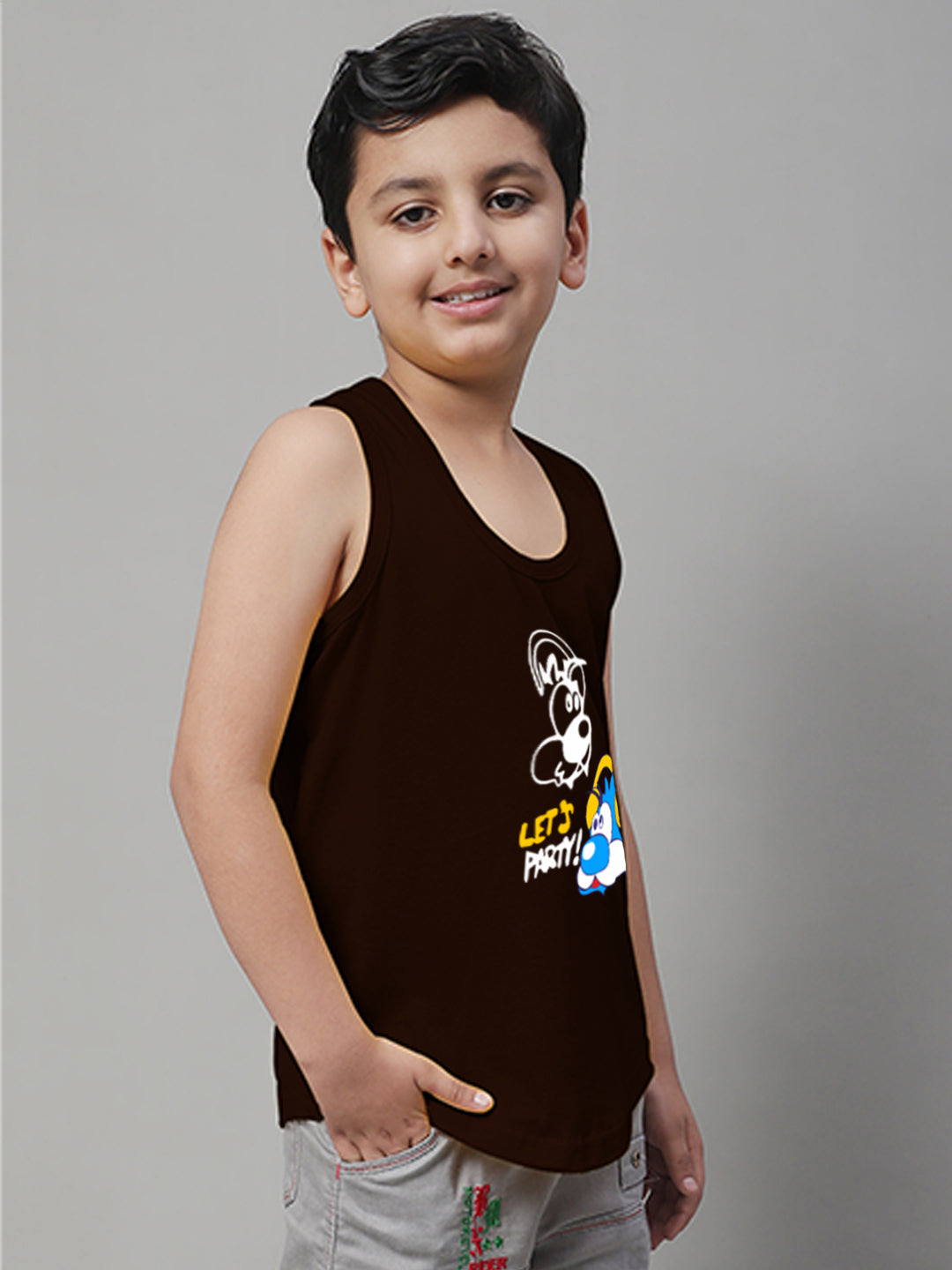 Kids Lets Party printed Regular Fit Vest - Friskers