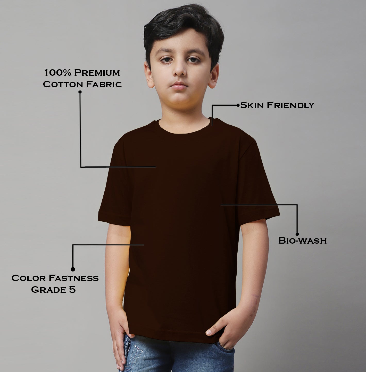 Kids Solid Pure Cotton Regular Fit T-Shirt - Friskers