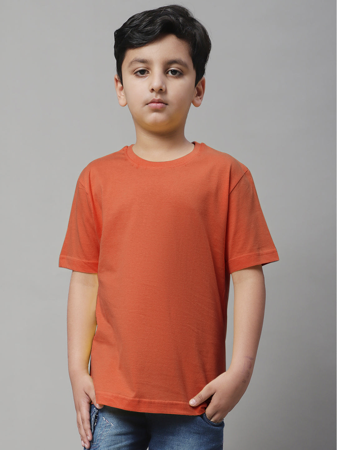 Kids Solid Pure Cotton Regular Fit T-Shirt - Friskers