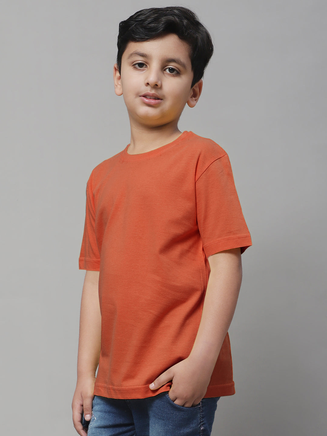 Kids Solid Pure Cotton Regular Fit T-Shirt - Friskers