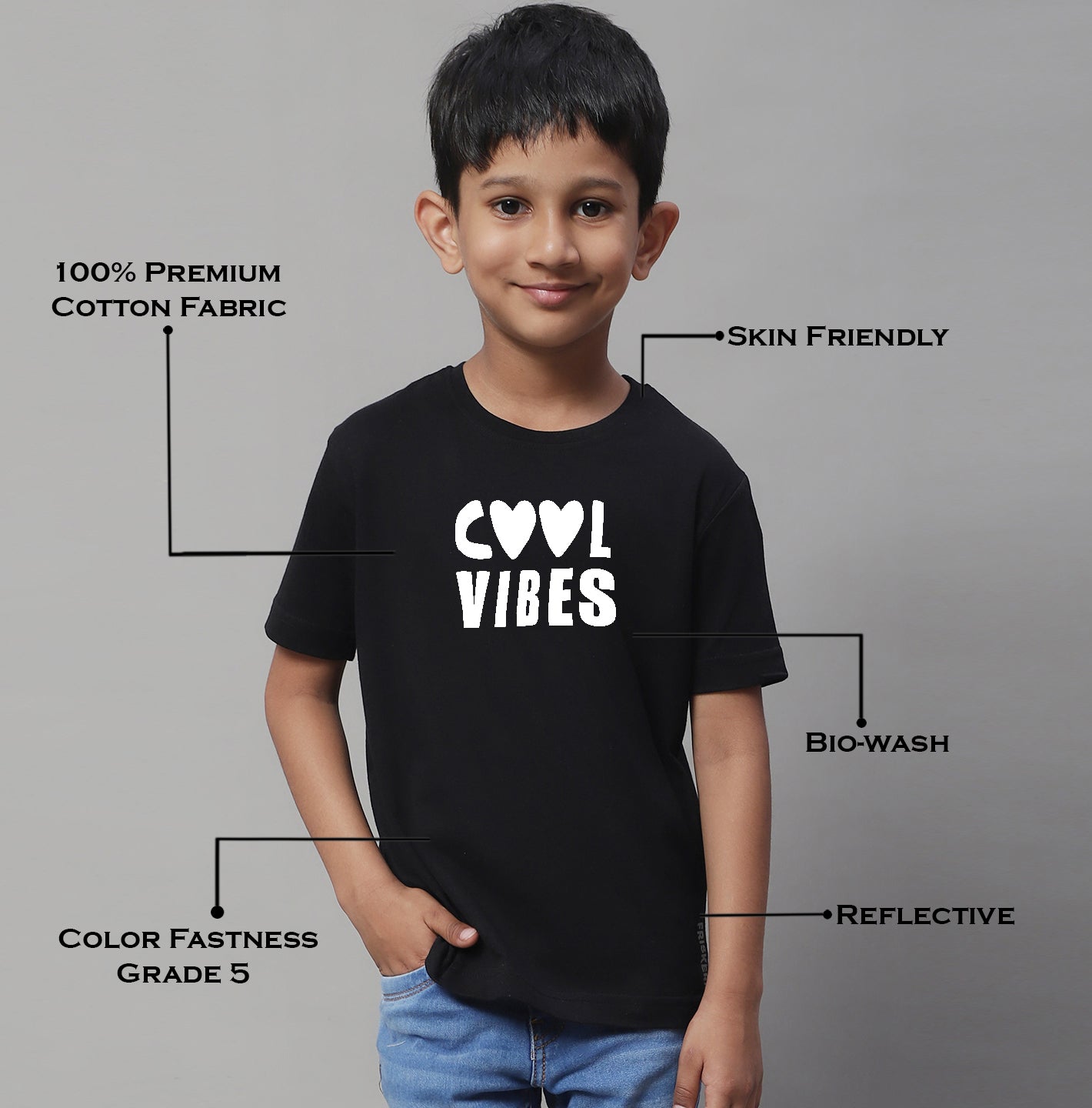 Kids Cool Vibes Regular Fit Cotton T-Shirt - Friskers