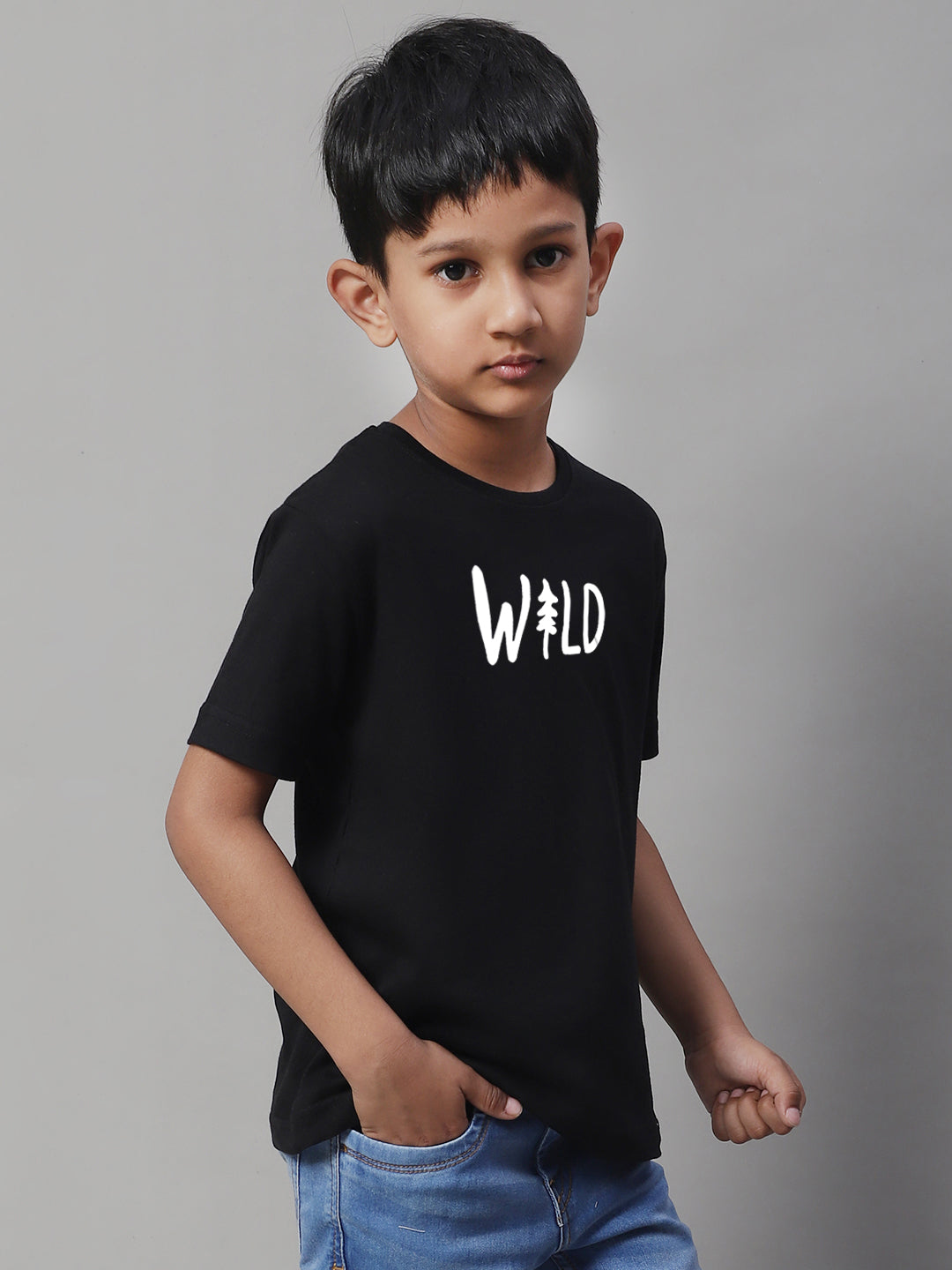 Kids Wild Regular Fit Half Sleeves Cotton T-Shirt - Friskers