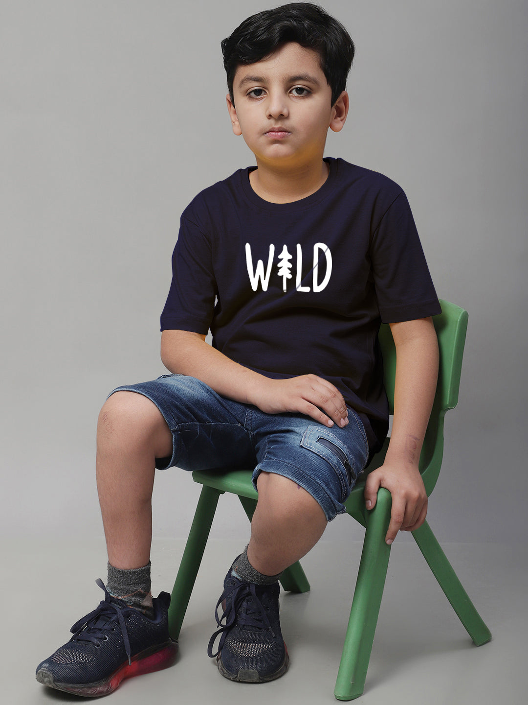 Kids Wild Regular Fit Half Sleeves Cotton T-Shirt - Friskers