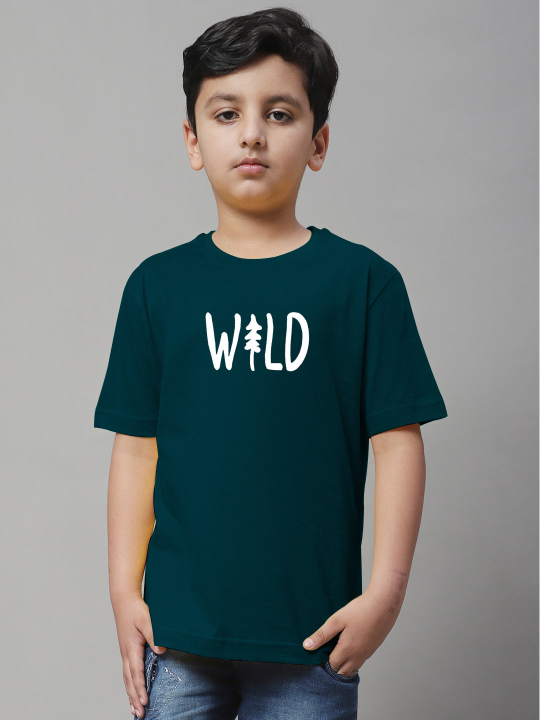 Kids Wild Regular Fit Half Sleeves Cotton T-Shirt - Friskers
