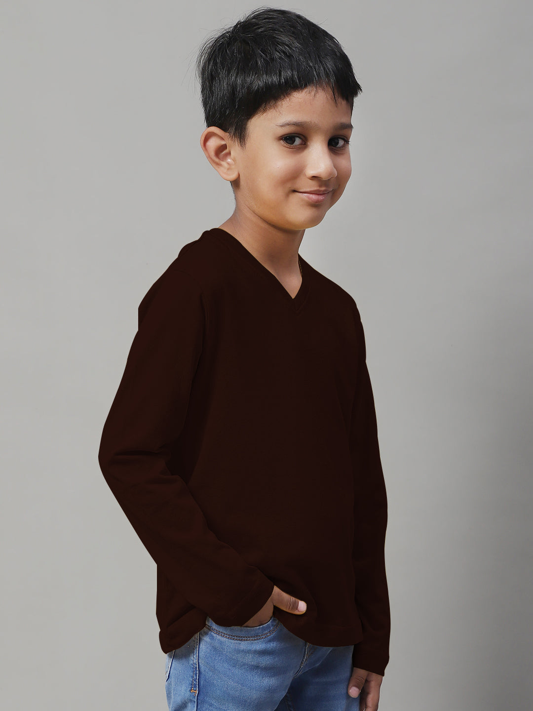 Boys V-Neck Long Sleeves Slim Fit T-shirt - Friskers