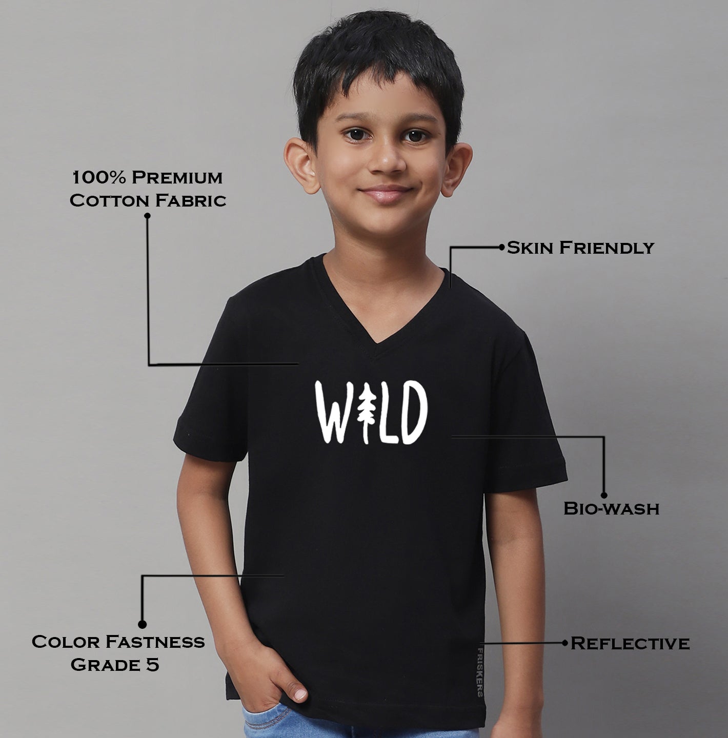 Boys Wild Half Sleeves Printed T-Shirt - Friskers