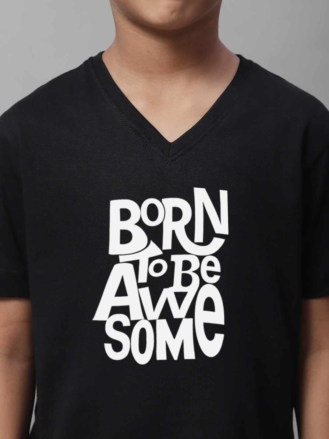 Boys Born To Be Awesome Half Sleeves Printed T-Shirt - Friskers