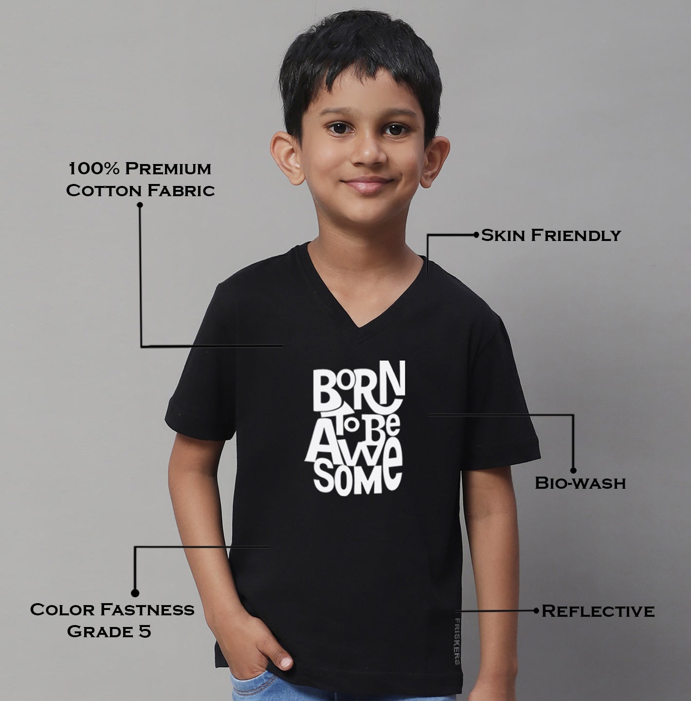 Boys Born To Be Awesome Half Sleeves Printed T-Shirt - Friskers
