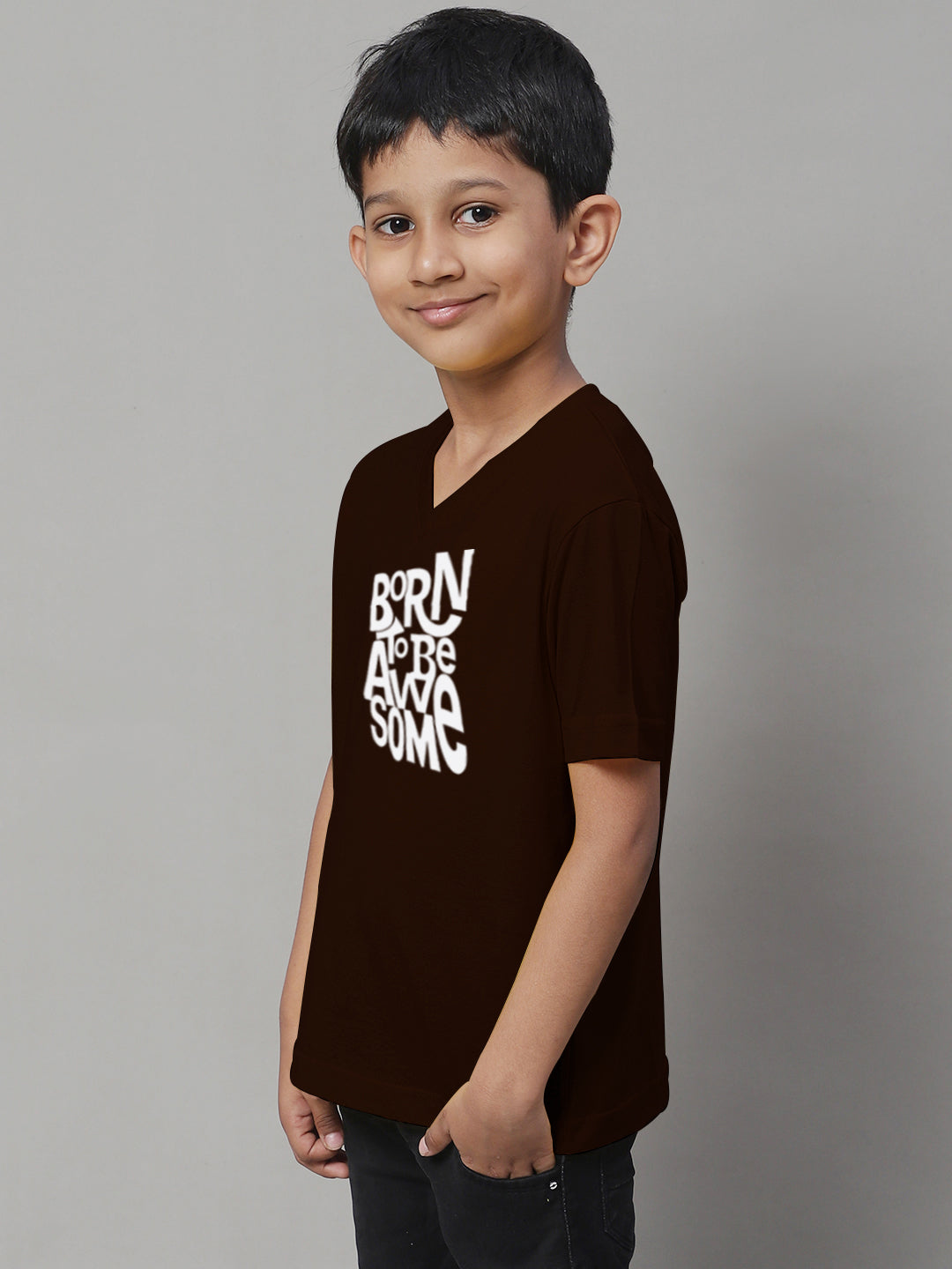 Boys Born To Be Awesome Half Sleeves Printed T-Shirt - Friskers