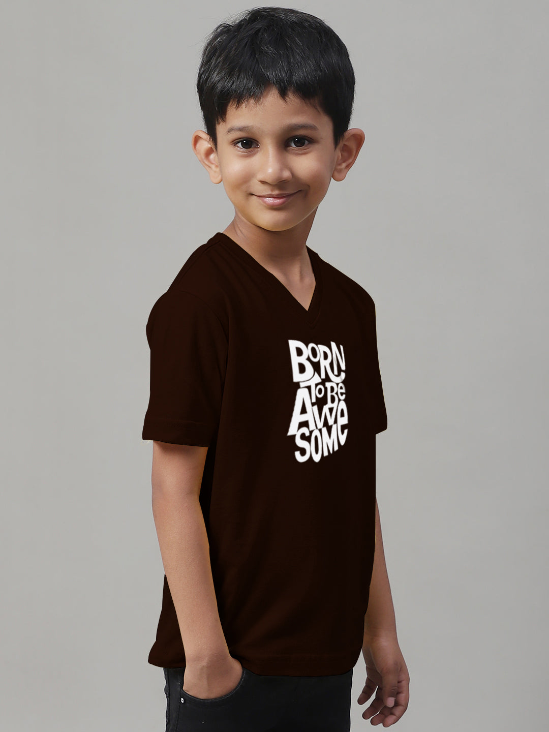 Boys Born To Be Awesome Half Sleeves Printed T-Shirt - Friskers