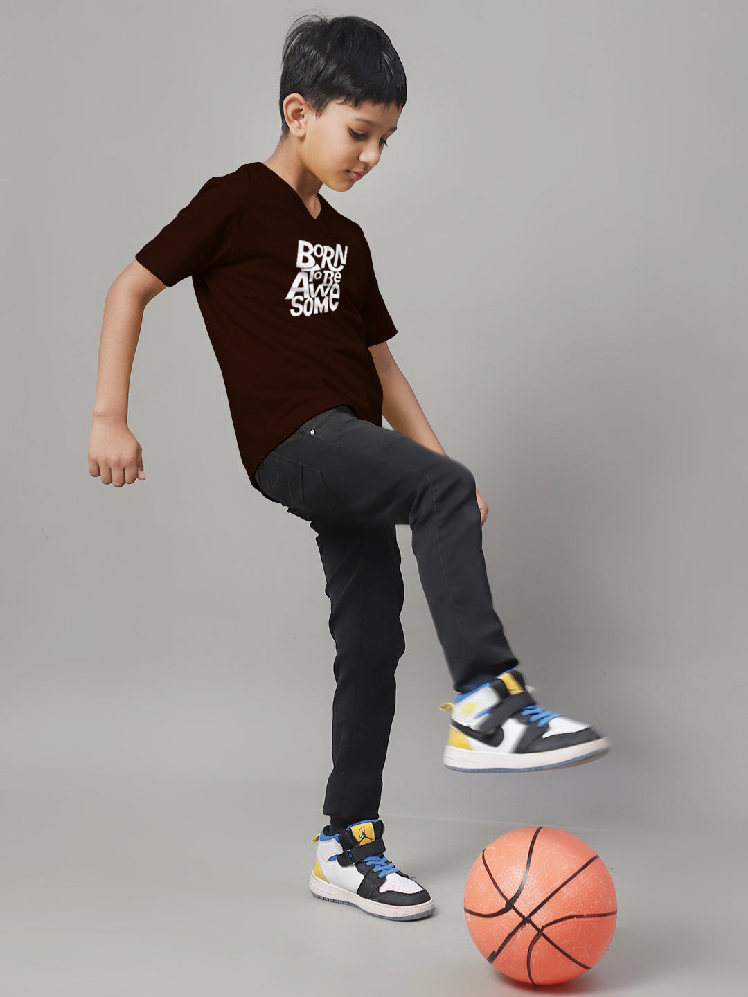 Boys Born To Be Awesome Half Sleeves Printed T-Shirt - Friskers