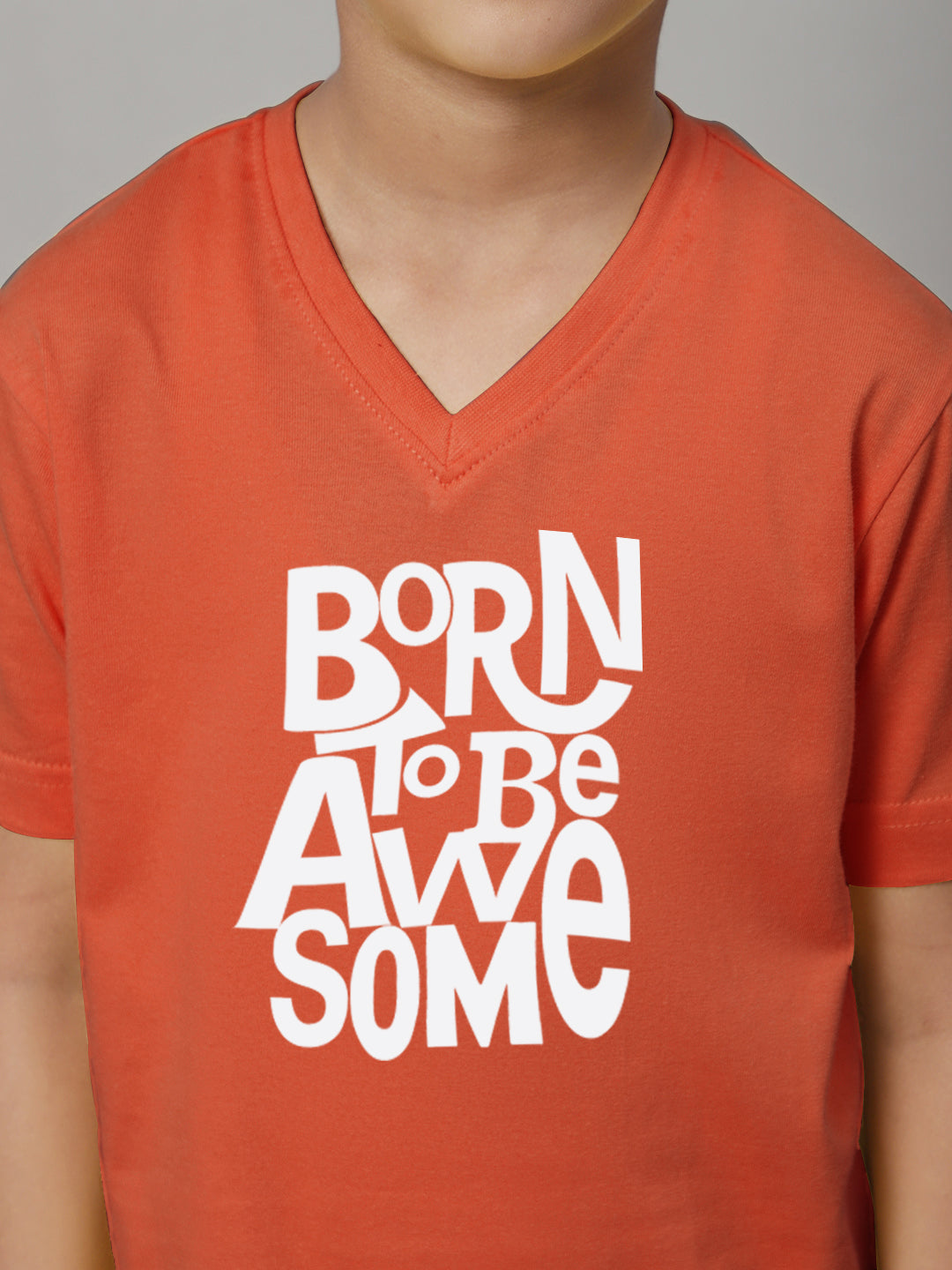 Boys Born To Be Awesome Half Sleeves Printed T-Shirt - Friskers