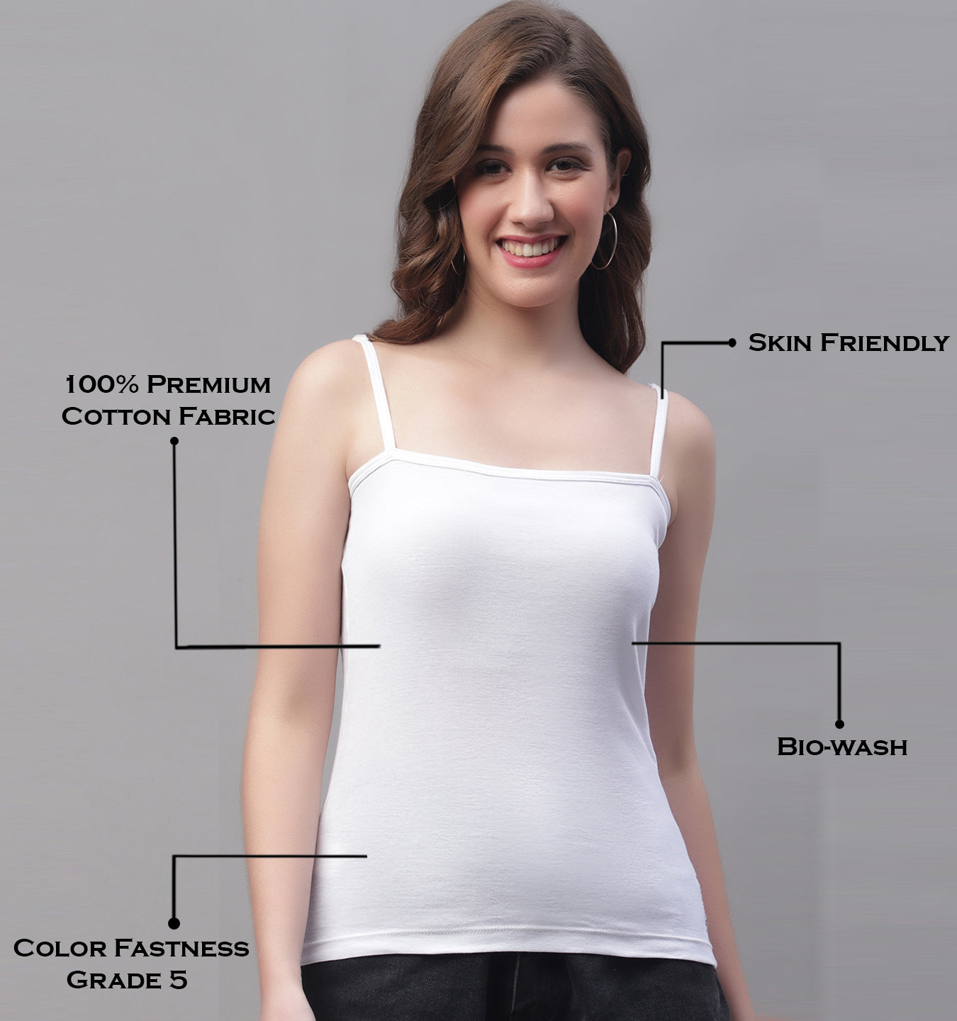 Non-Padded Cotton Spaghetti Camisole - Friskers