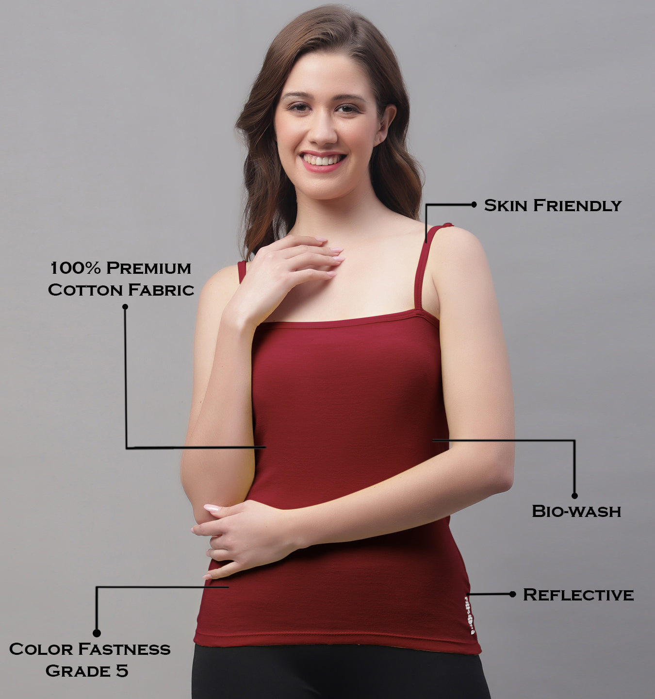 Non-Padded Cotton Spaghetti Camisole - Friskers