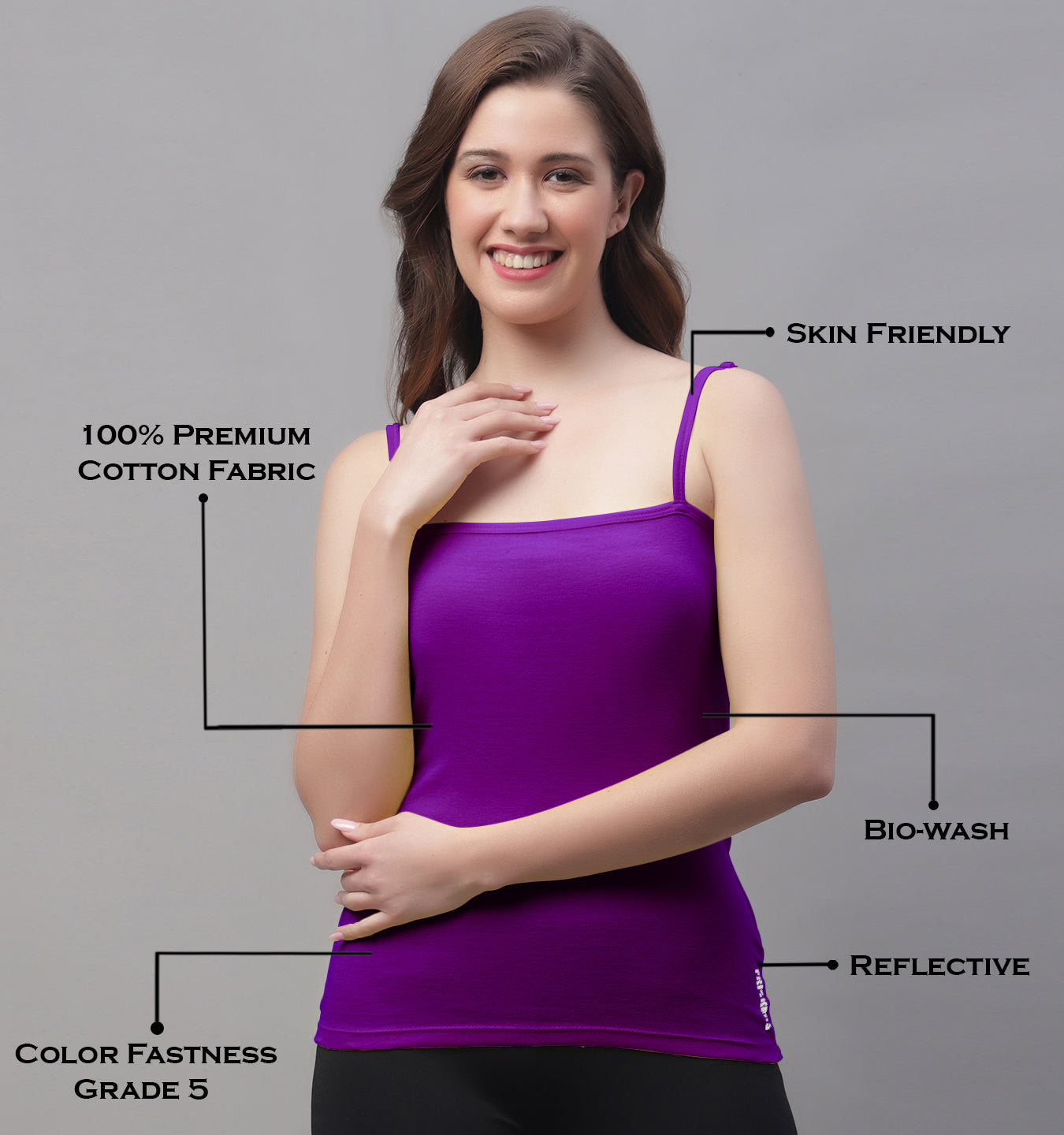 Non-Padded Cotton Spaghetti Camisole - Friskers