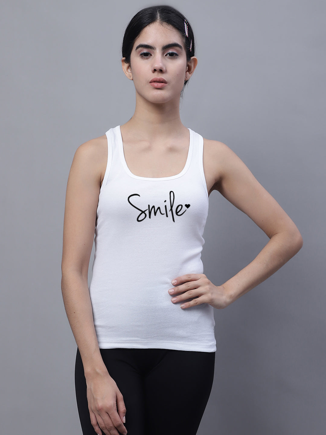 Fbar Smile Sleeveless Printed Women Tank Top - Friskers
