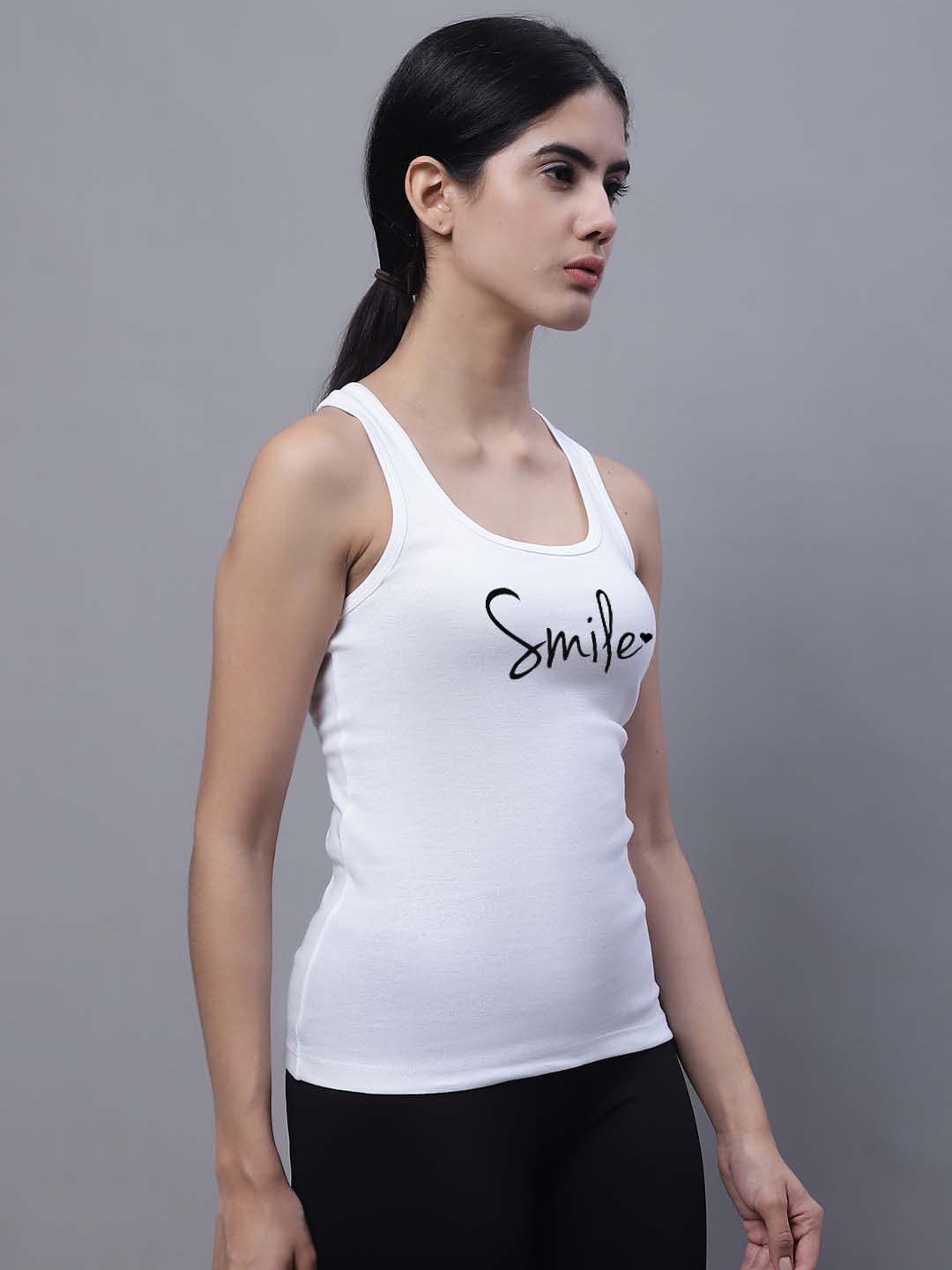 Fbar Smile Sleeveless Printed Women Tank Top - Friskers