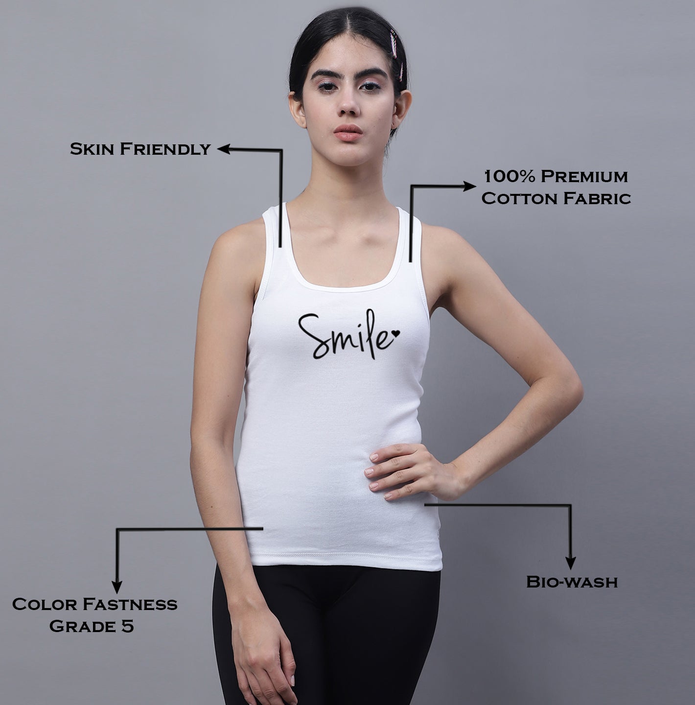 Fbar Smile Sleeveless Printed Women Tank Top - Friskers