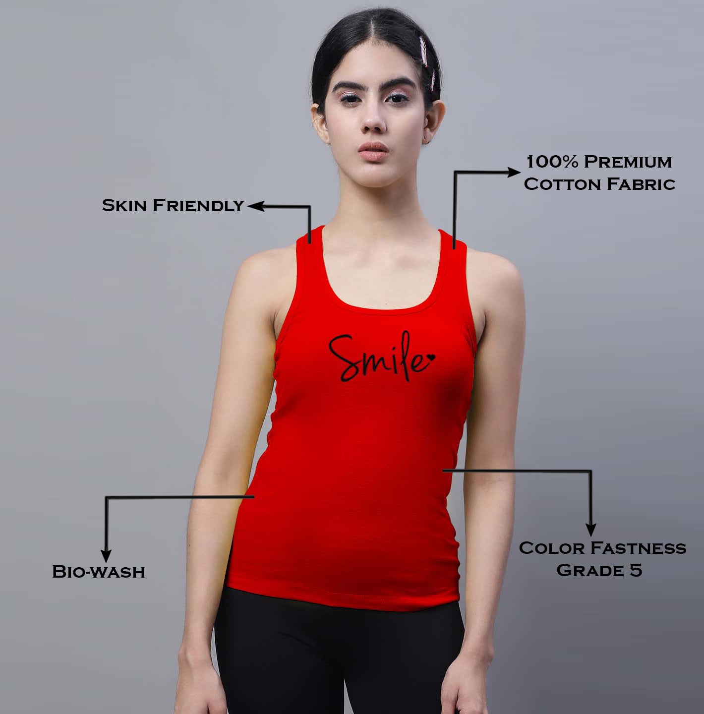 Fbar Smile Sleeveless Printed Women Tank Top - Friskers