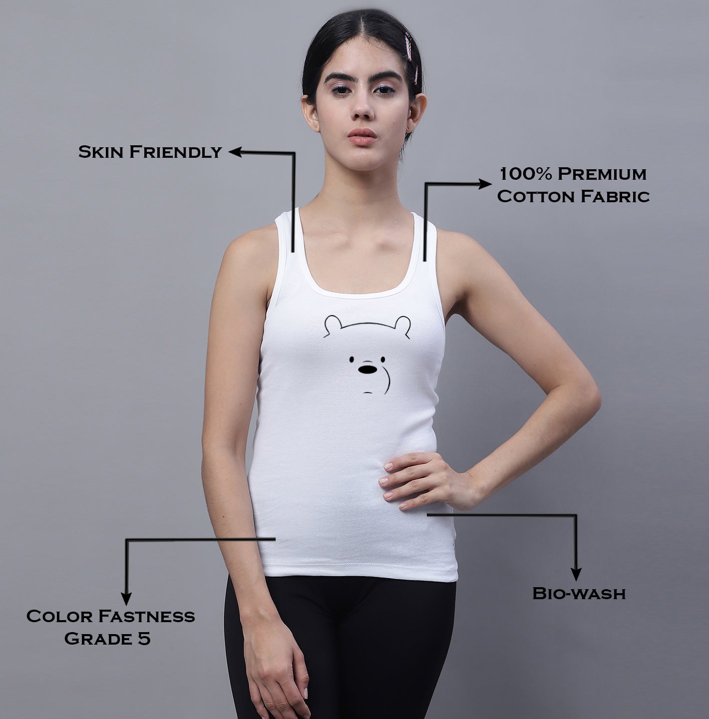 Fbar Bear Sleeveless Printed Women Tank Top - Friskers