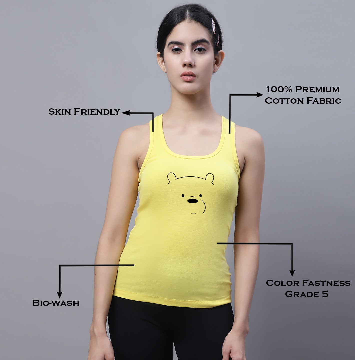 Fbar Bear Sleeveless Printed Women Tank Top - Friskers