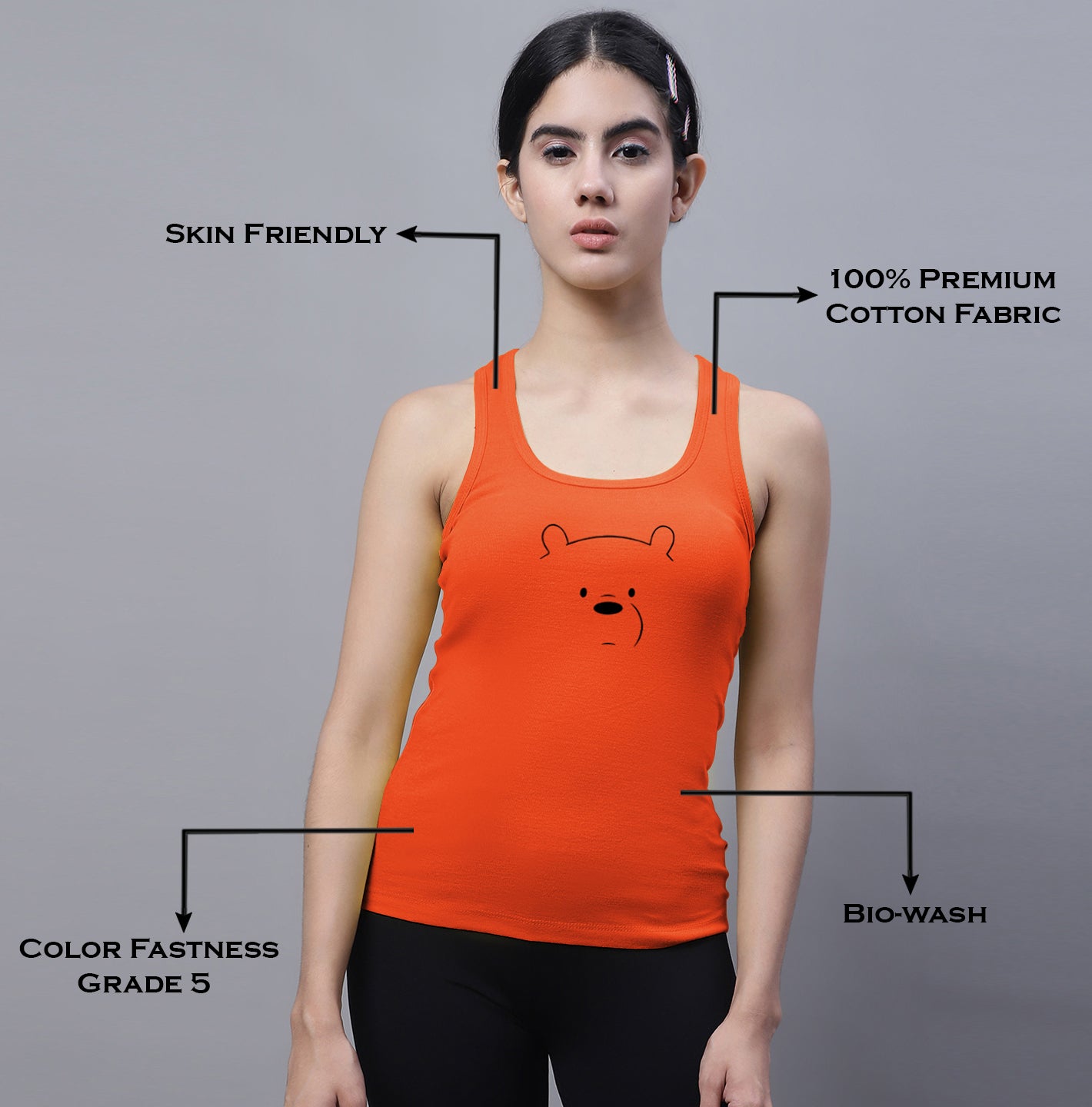 Fbar Bear Sleeveless Printed Women Tank Top - Friskers