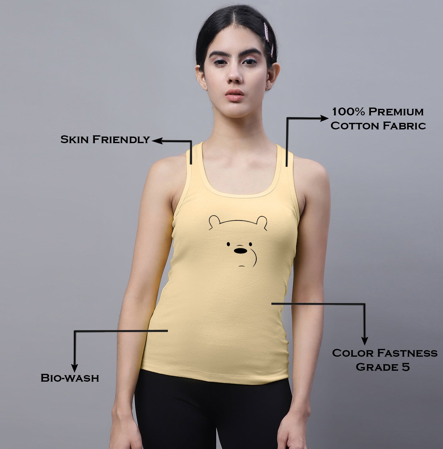 Fbar Bear Sleeveless Printed Women Tank Top - Friskers