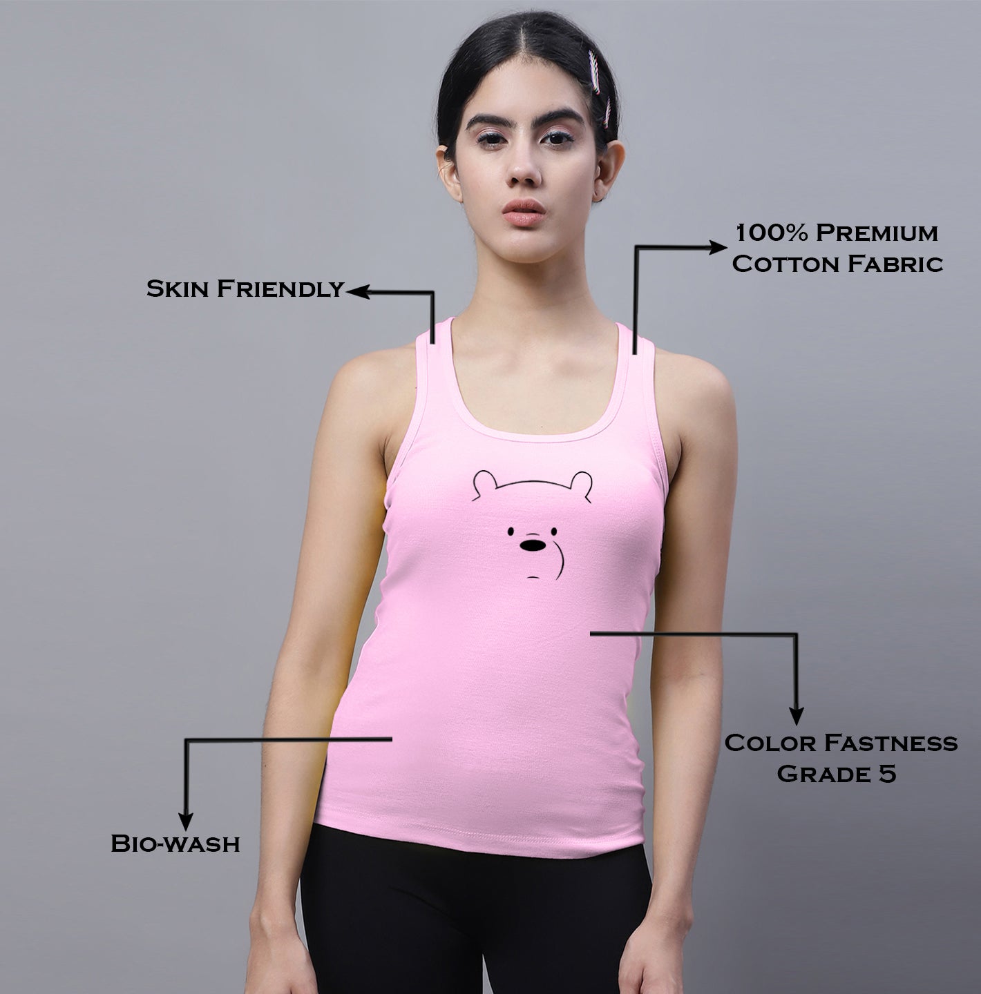 Fbar Bear Sleeveless Printed Women Tank Top - Friskers