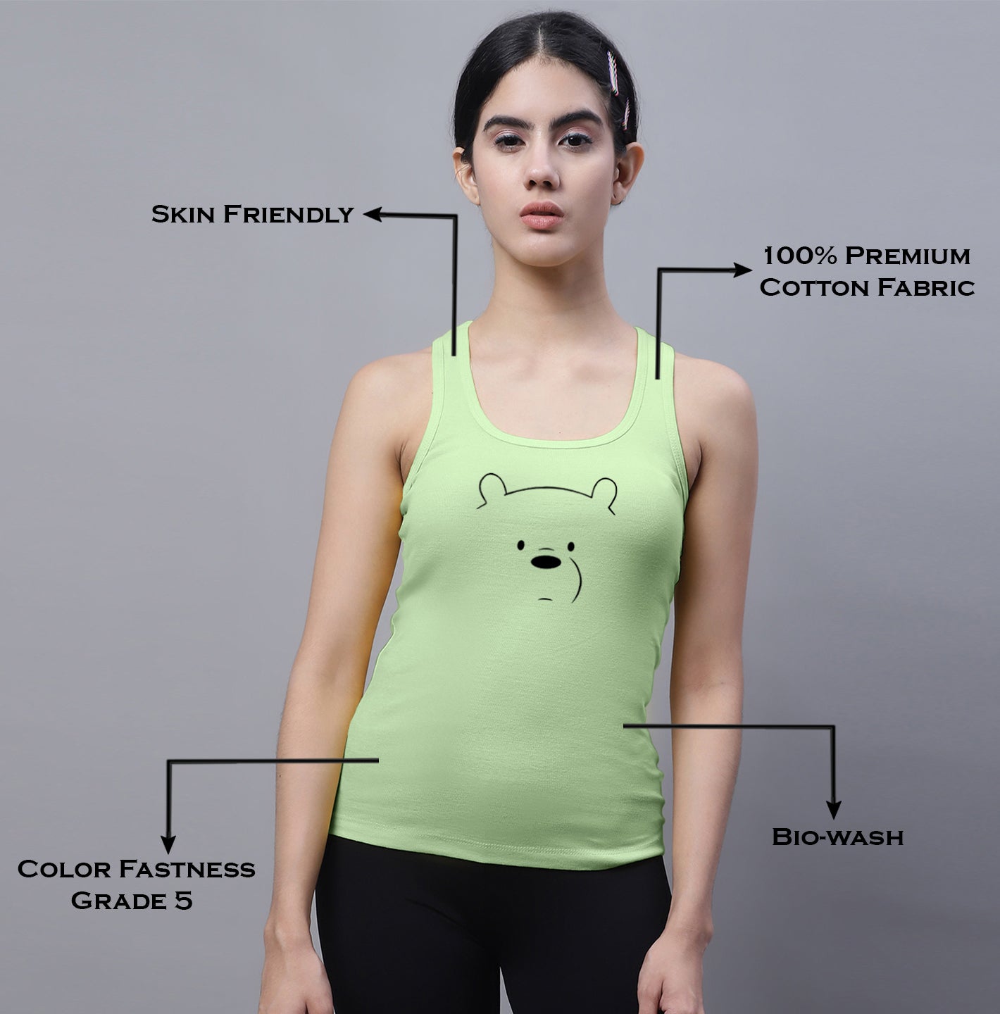 Fbar Bear Sleeveless Printed Women Tank Top - Friskers