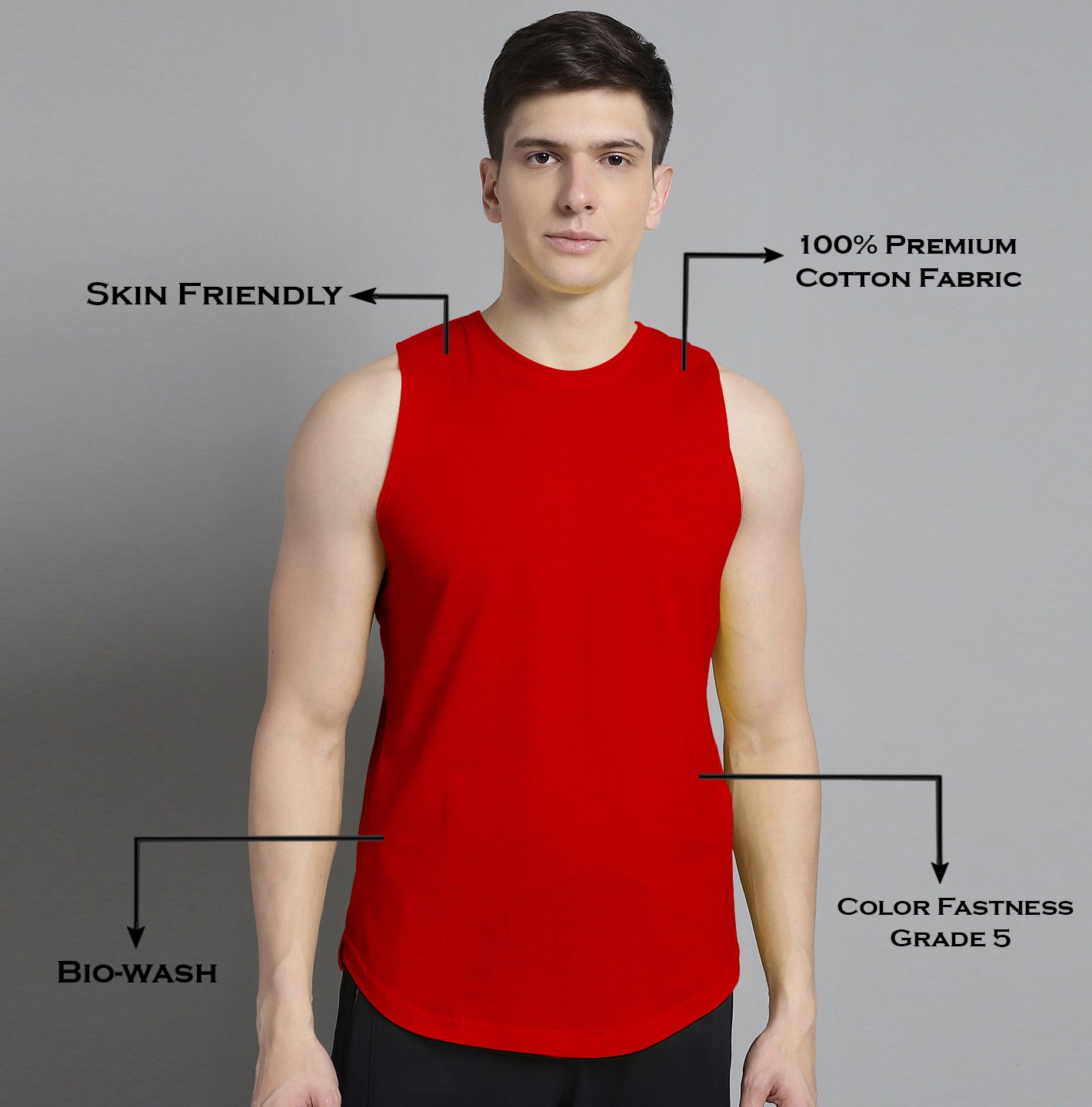 Fbar Men Solid Cotton Innerwear Gym Vest - Friskers