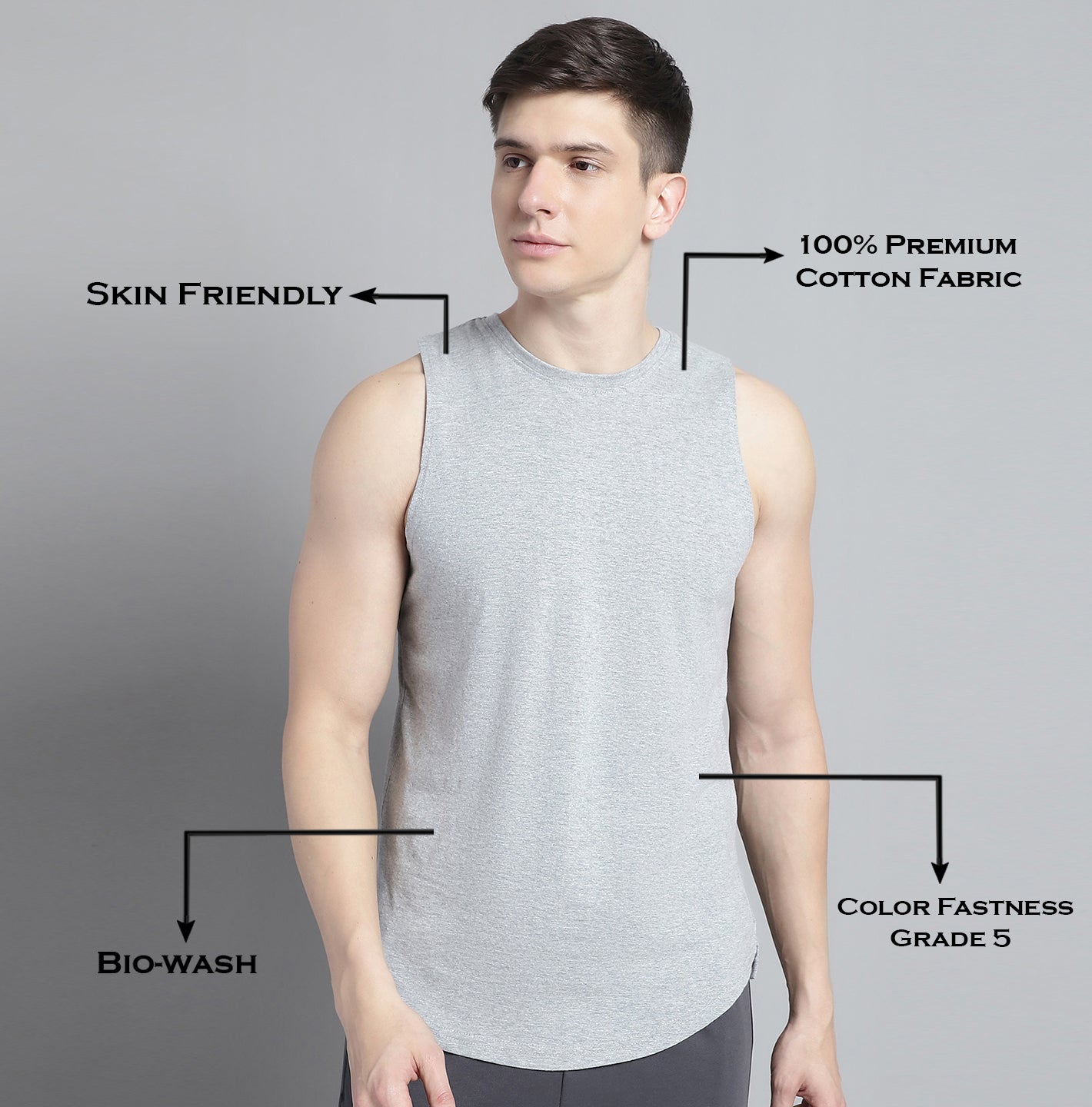Fbar Men Solid Cotton Innerwear Gym Vest - Friskers