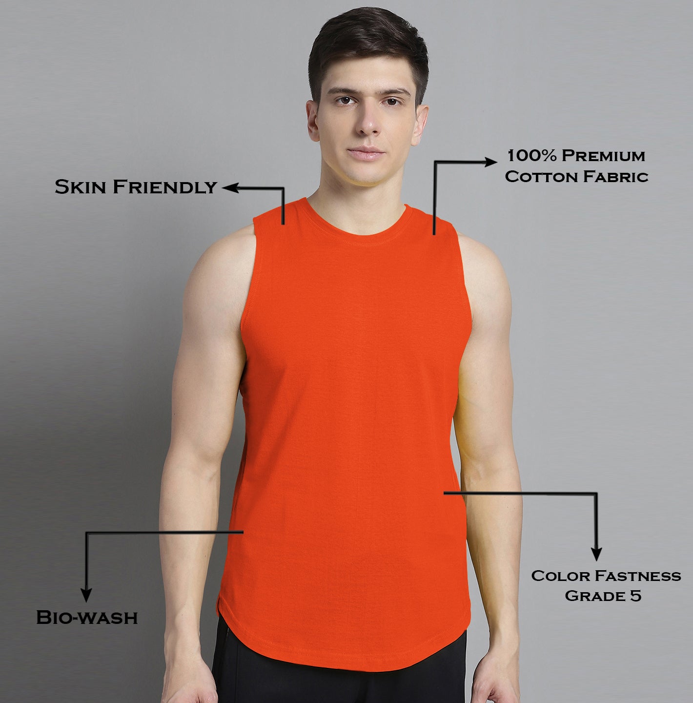 Fbar Men Solid Cotton Innerwear Gym Vest - Friskers